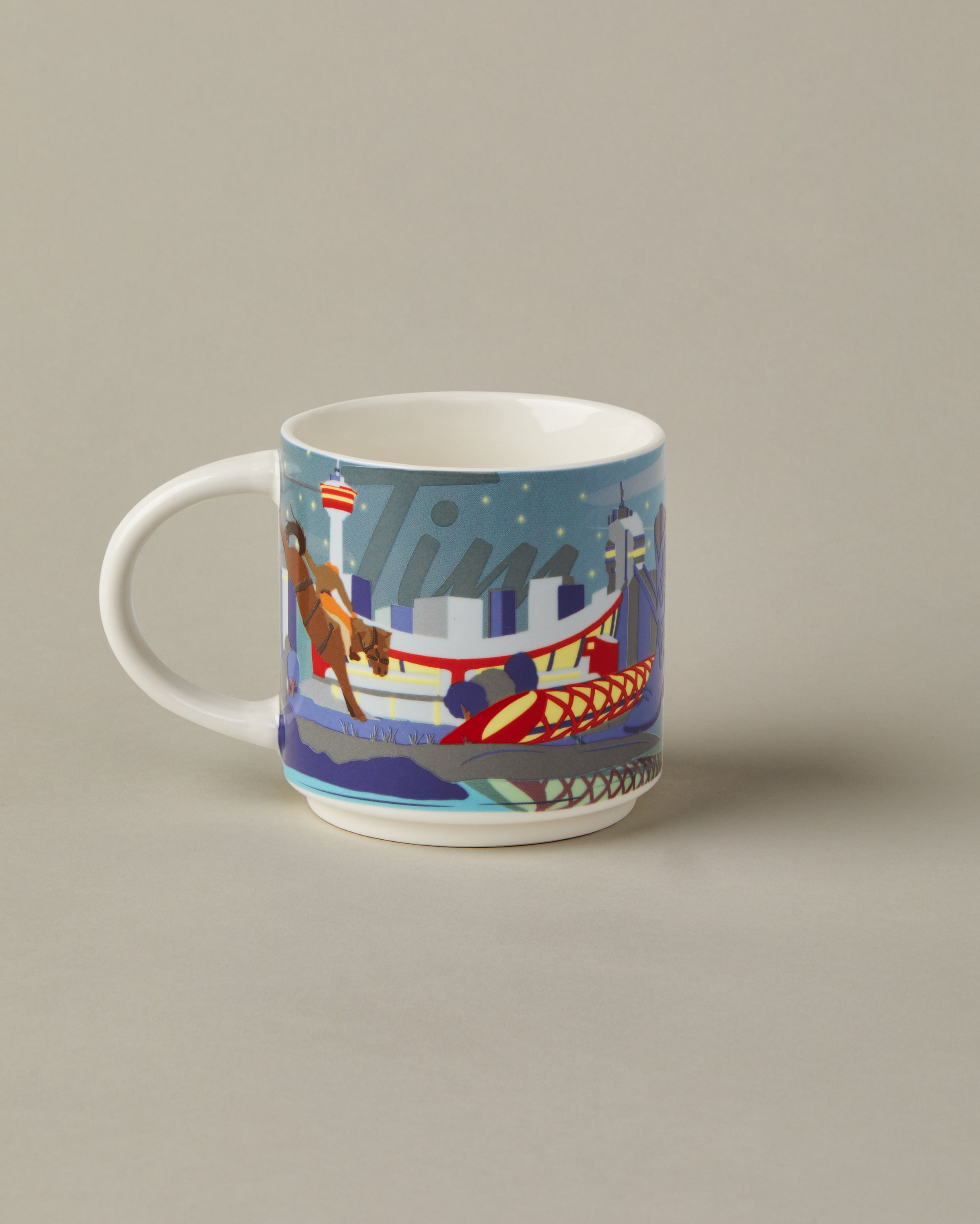 16oz ceramic Tim Hortons mug with Calgary skyline design | Tasse Tim Hortons de 16 oz représentant l’horizon de Calgary. - Image #2