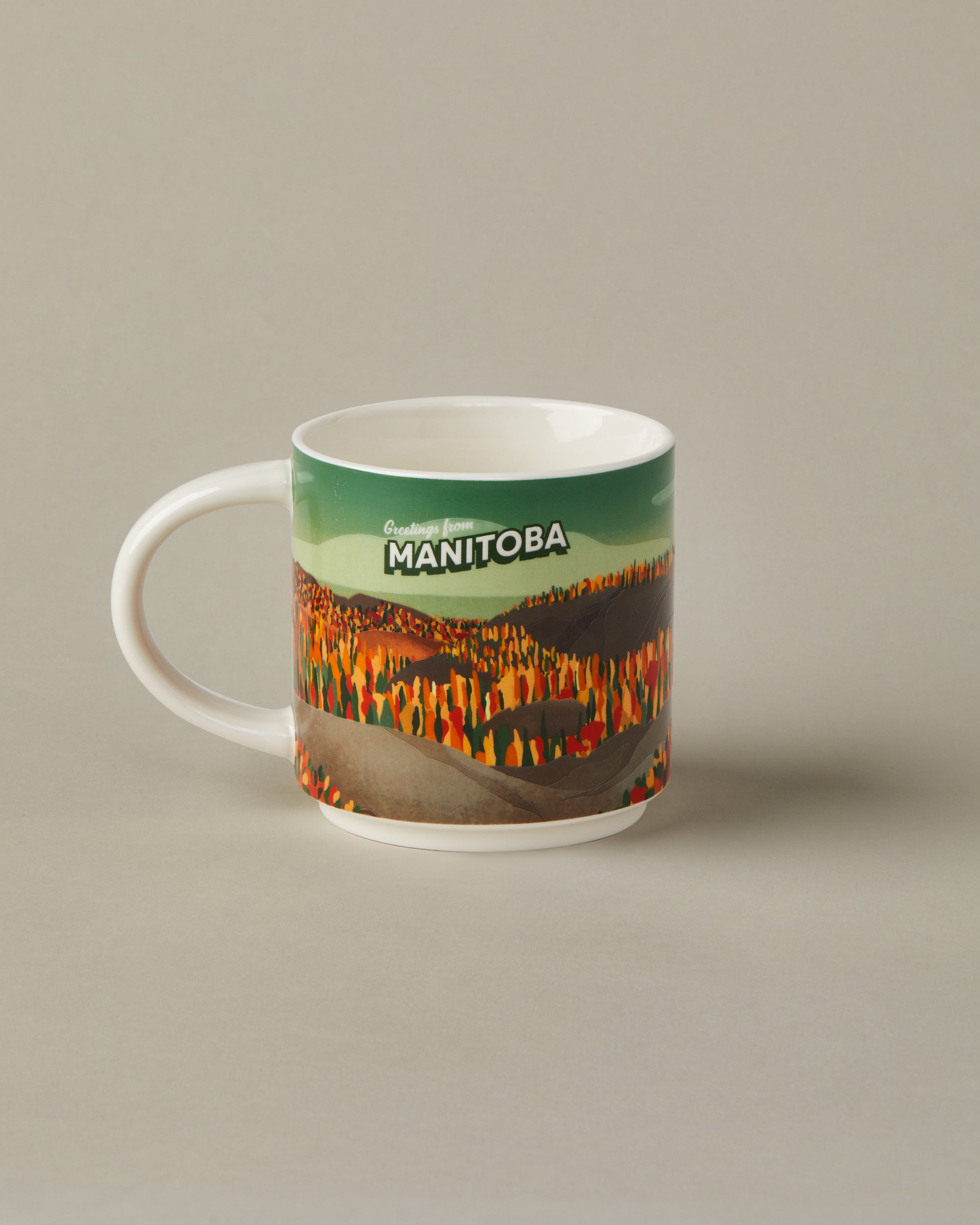16oz ceramic Tim Hortons mug with Manitoba landscape design | Tasse Tim Hortons de 16 oz représentant des paysages du Manitoba. - Image #2