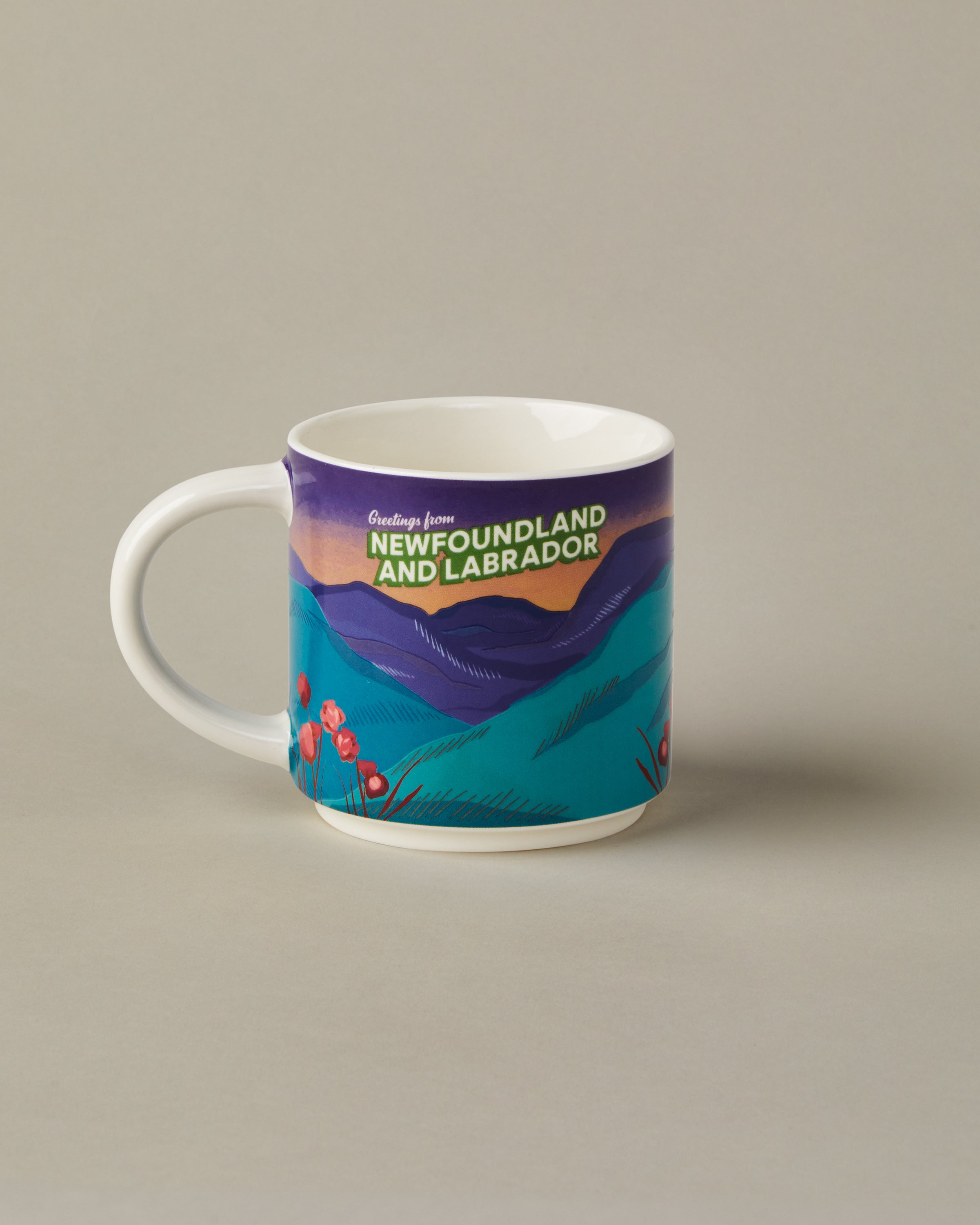 16oz ceramic Tim Hortons mug with Newfoundland and Labrador landscape design | Tasse Tim Hortons de 16 oz représentant des paysages de Terre-Neuve-et-Labrador. - Image #2