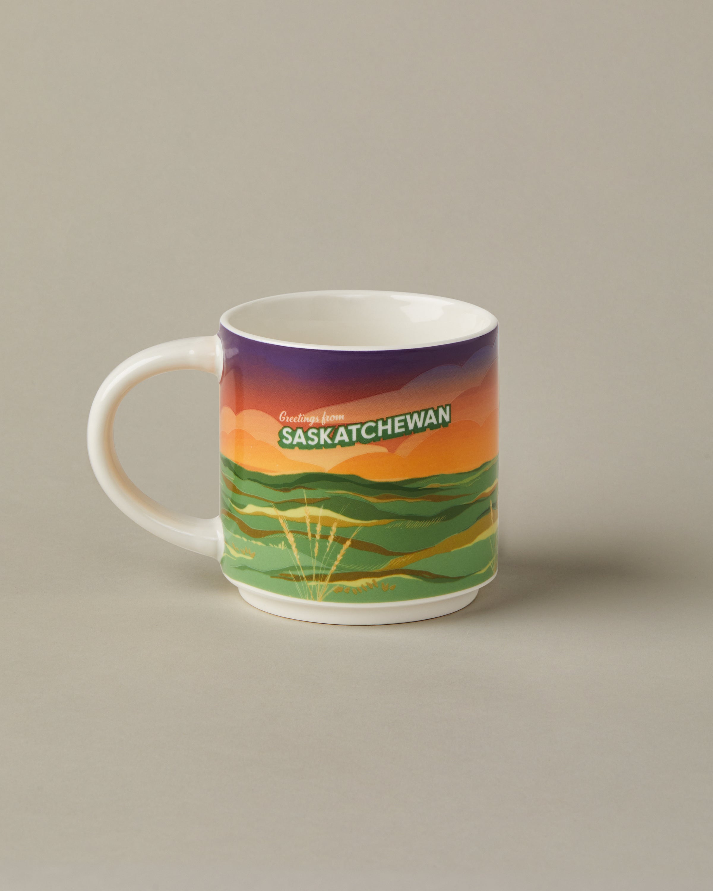 16oz ceramic Tim Hortons mug with Saskatchewan landscape design | Tasse Tim Hortons de 16 oz représentant des paysages de la Saskatchewan. - Image #2