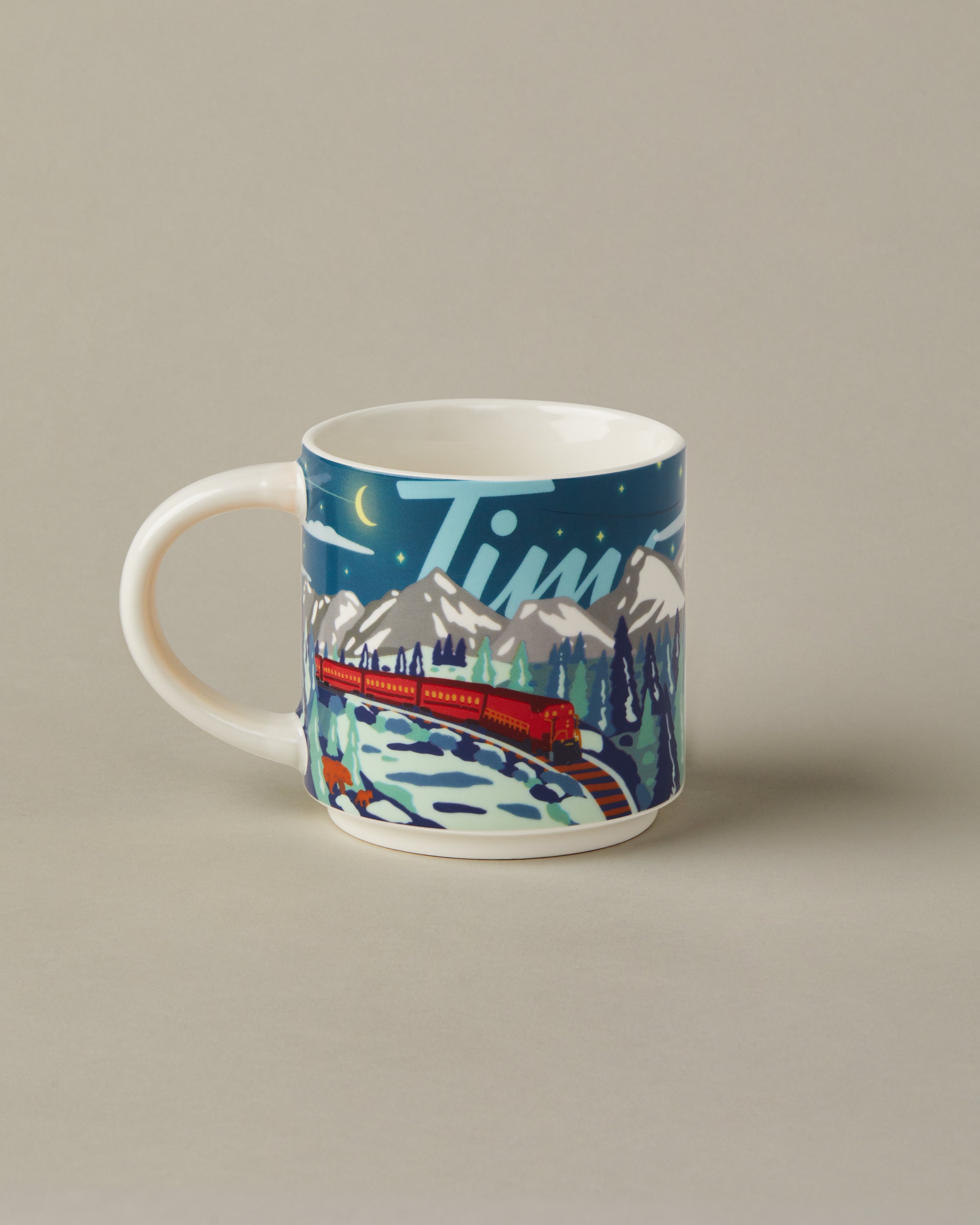16oz ceramic Tim Hortons mug with The Rockies landscape design | Tasse Tim Hortons de 16 oz représentant des paysages des Rocheuses. - Image #2