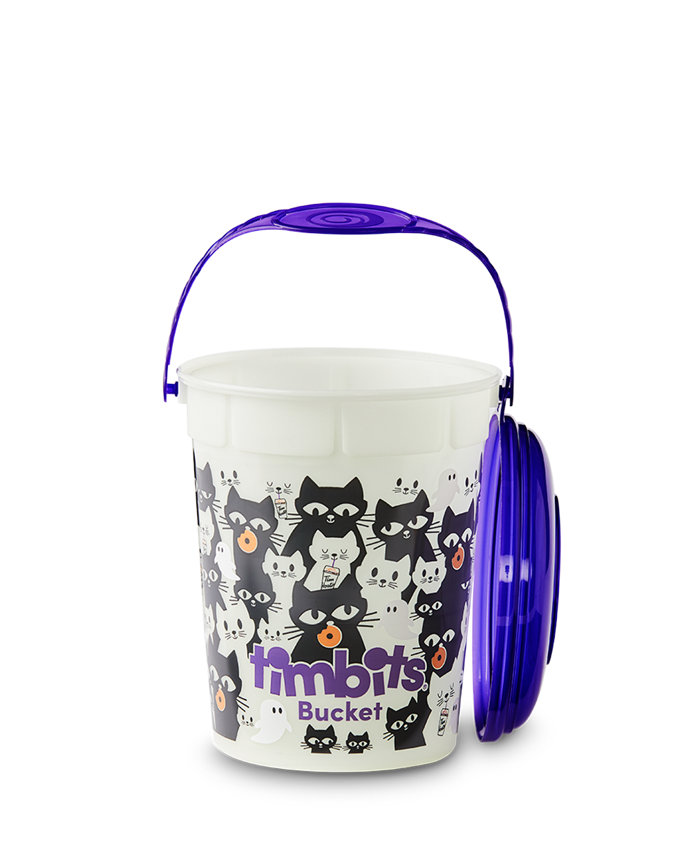Limited edition Tim Hortons glow-in-the-dark Halloween Timbits® Cat Bucket. | Seau d’Halloween Timbits® (chat noir) qui brille dans le noir de Tim – Édition limitée - Image #3