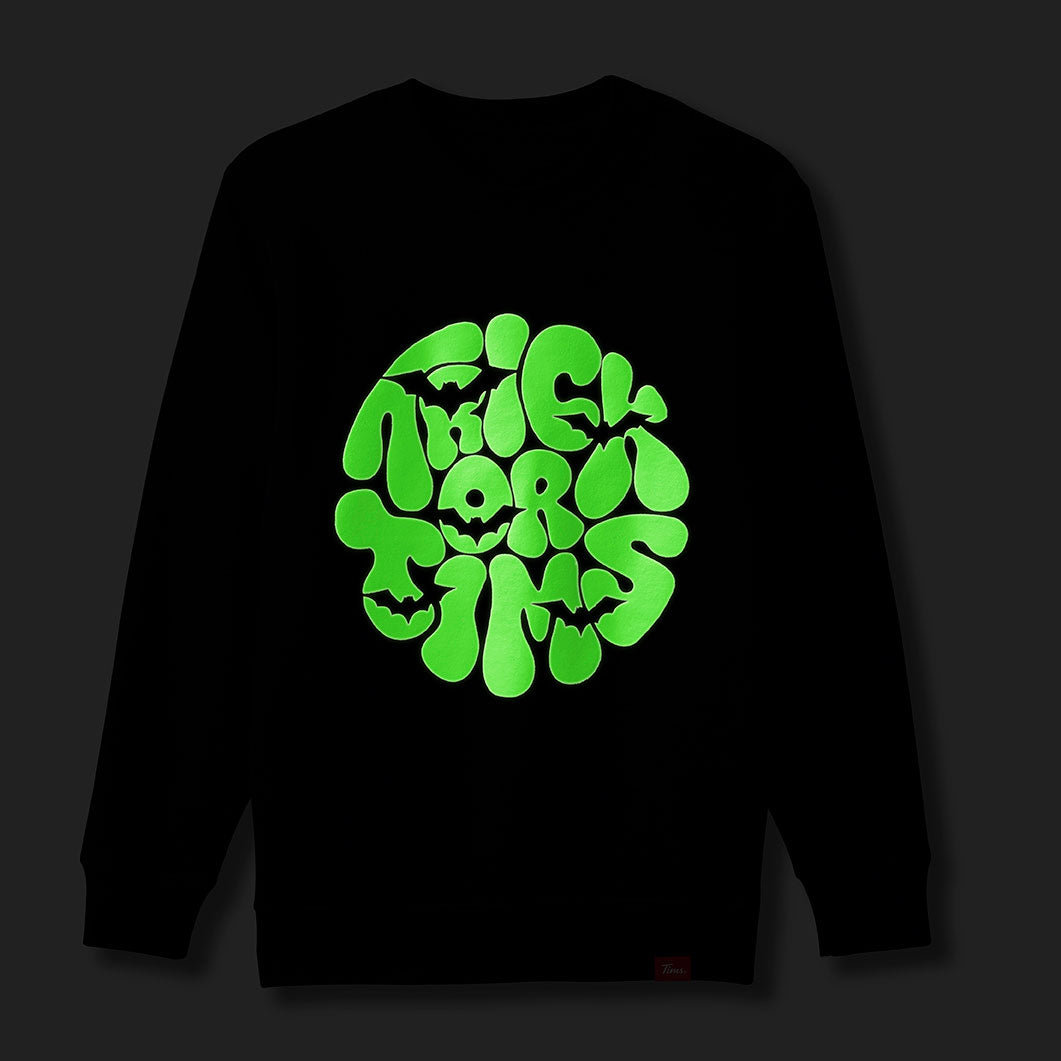 Trick or Tims Glow-In-The-Dark Unisex Crewneck - Black - Image #3