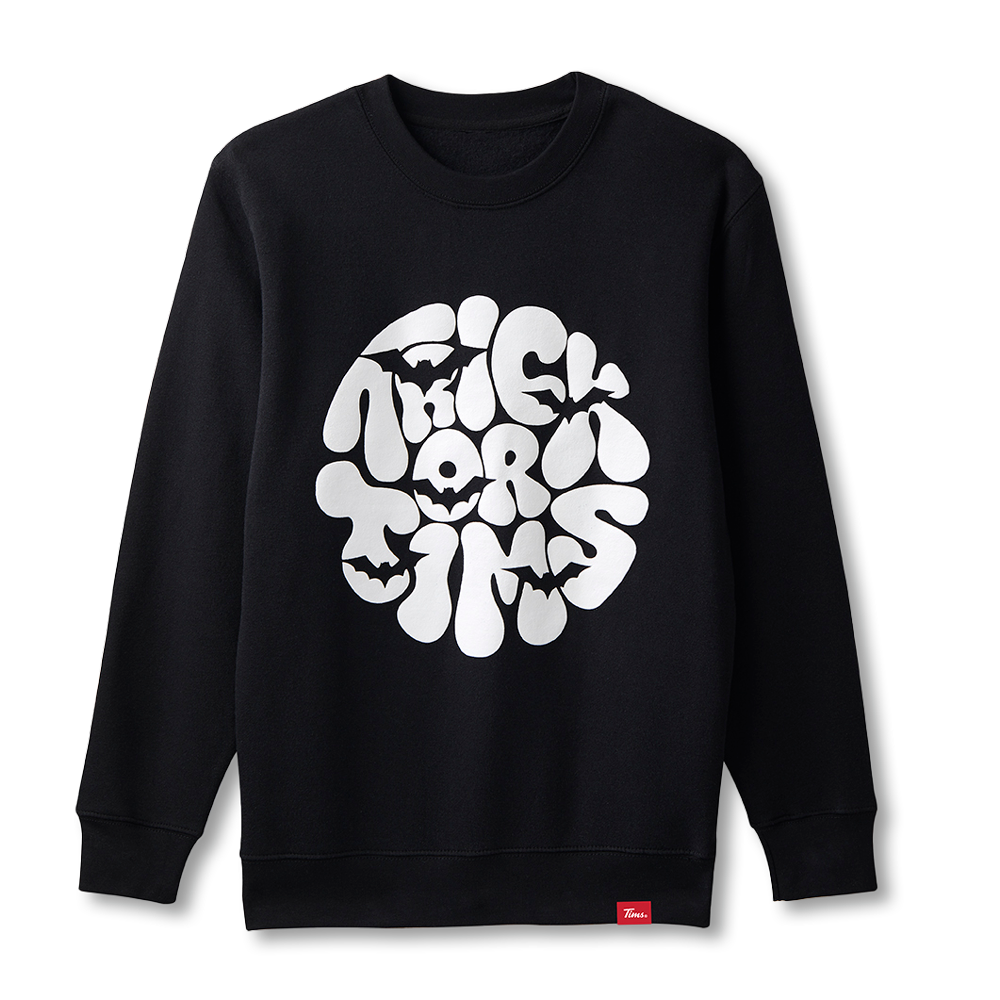 Trick or Tims Glow-In-The-Dark Unisex Crewneck - Black - Image #2