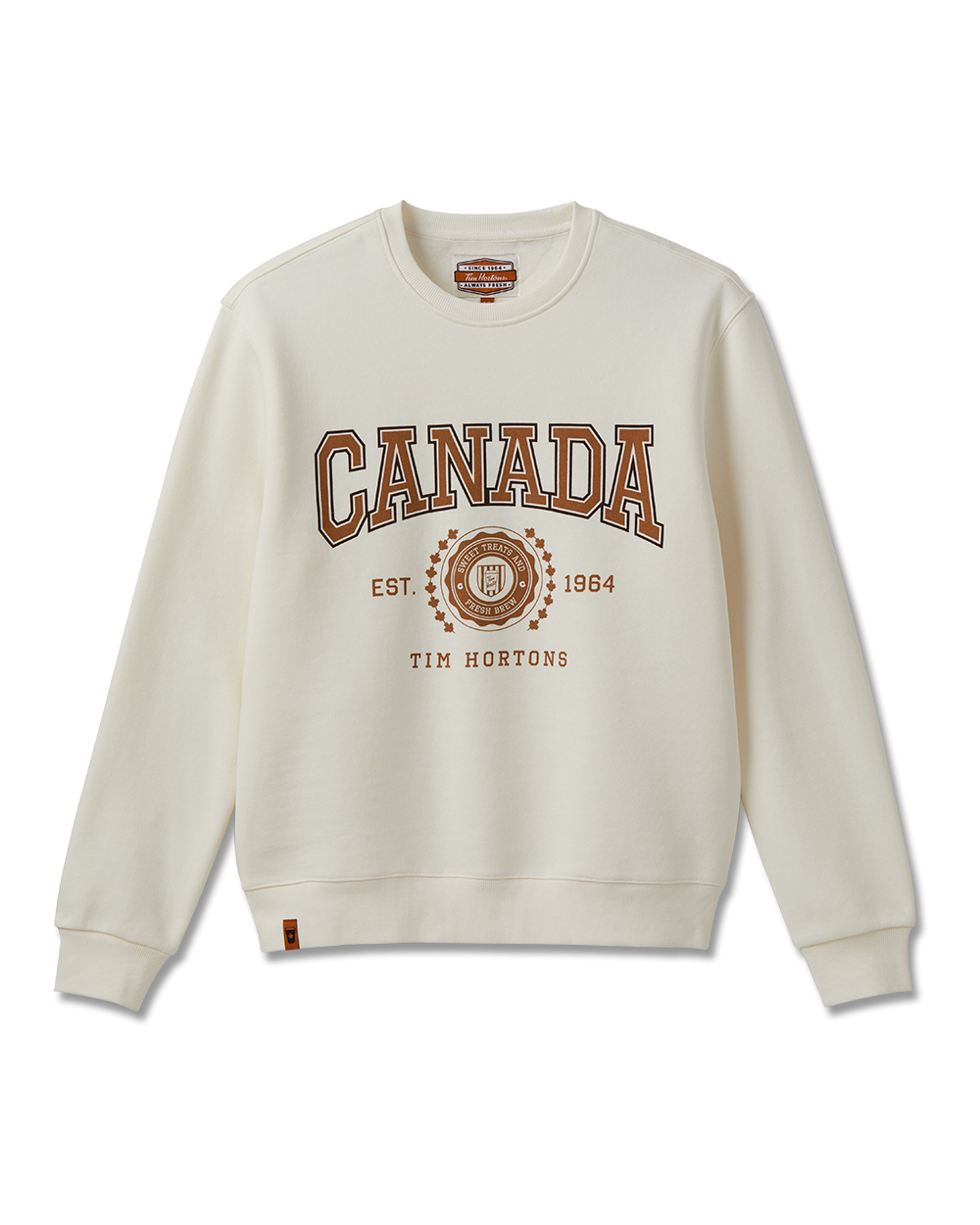 Cream crewneck sweatshirt with vintage-style retro “Canada” graphic | Chandail ras-de-cou couleur crème avec un logo « Canada » rétro - Image #4