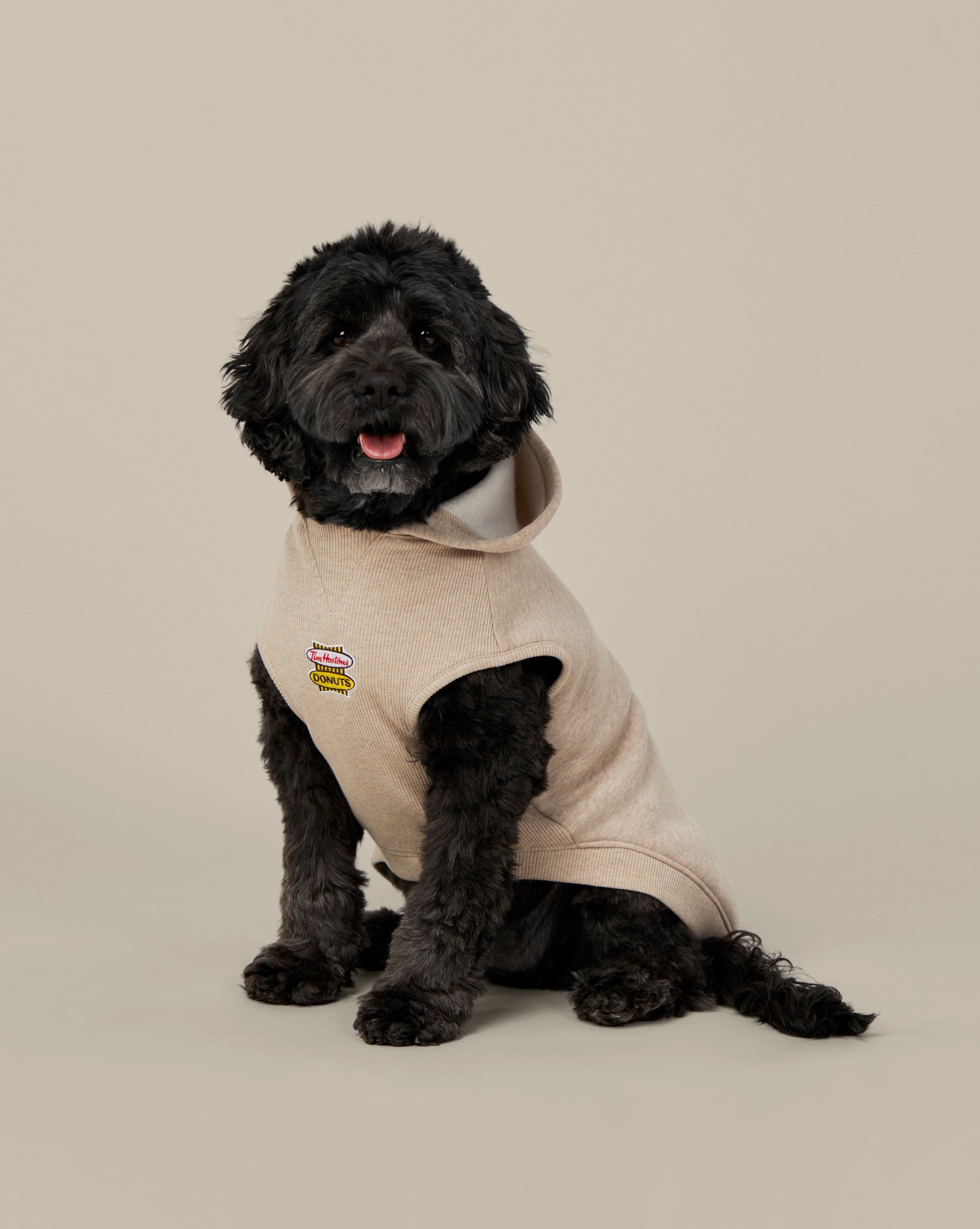 Iced Capp® marl pet hoodie featuring retro Tim Hortons branding | Chandail à capuchon gris chiné cappuccino glacé avec marque Tim Hortons rétro. - Image #1