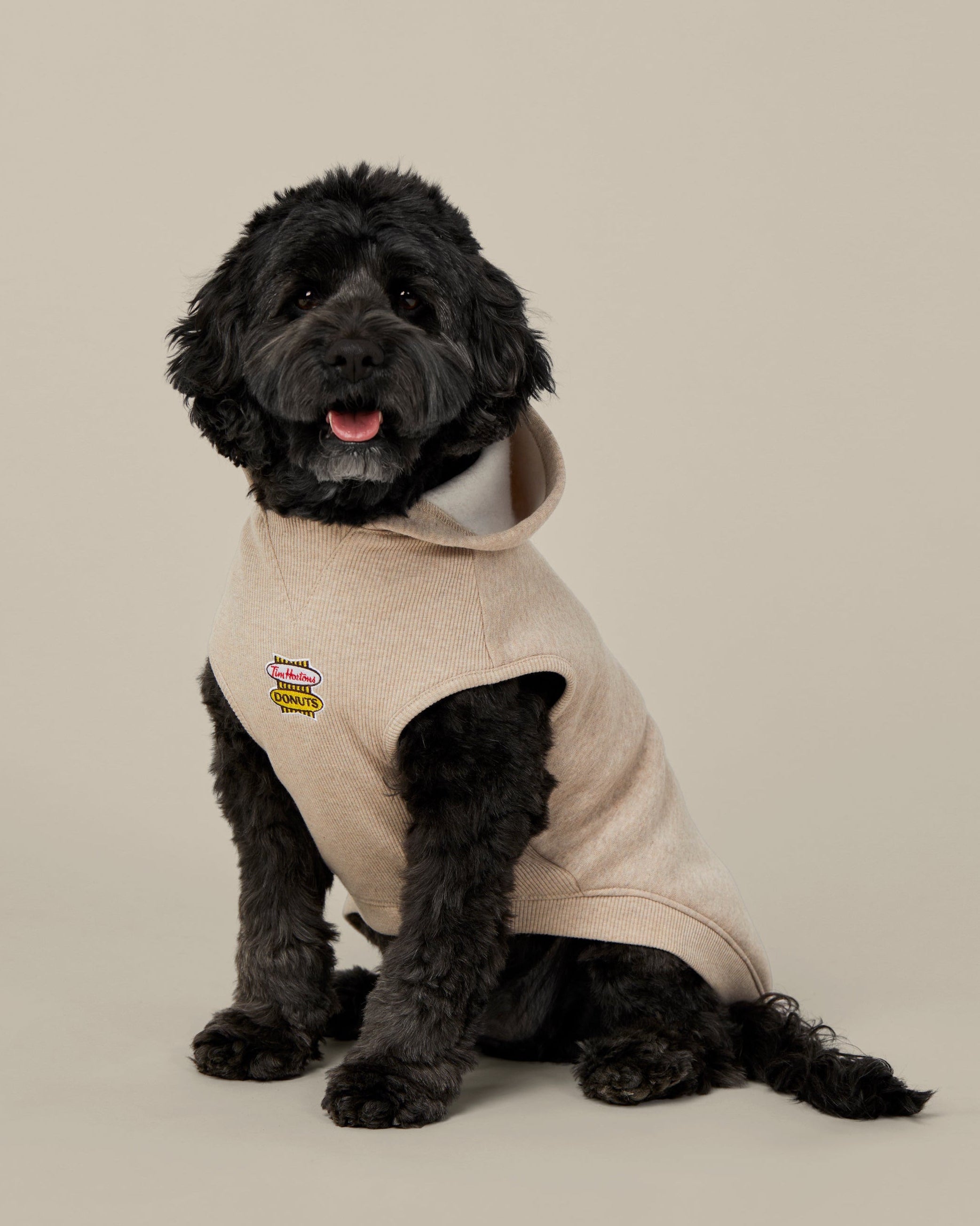 Iced Capp® marl pet hoodie featuring retro Tim Hortons branding | Chandail à capuchon gris chiné cappuccino glacé avec marque Tim Hortons rétro. - Image #1