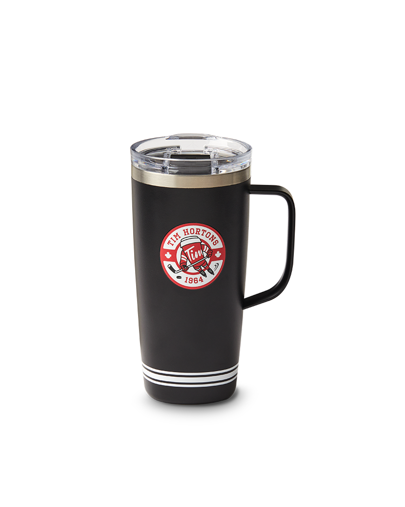 Limited edition Tim Hortons 20oz Stainless Steel Hockey Travel Mug | Tasse de voyage de hockey en acier inoxydable de 20 oz d’édition limitée Tim Hortons
