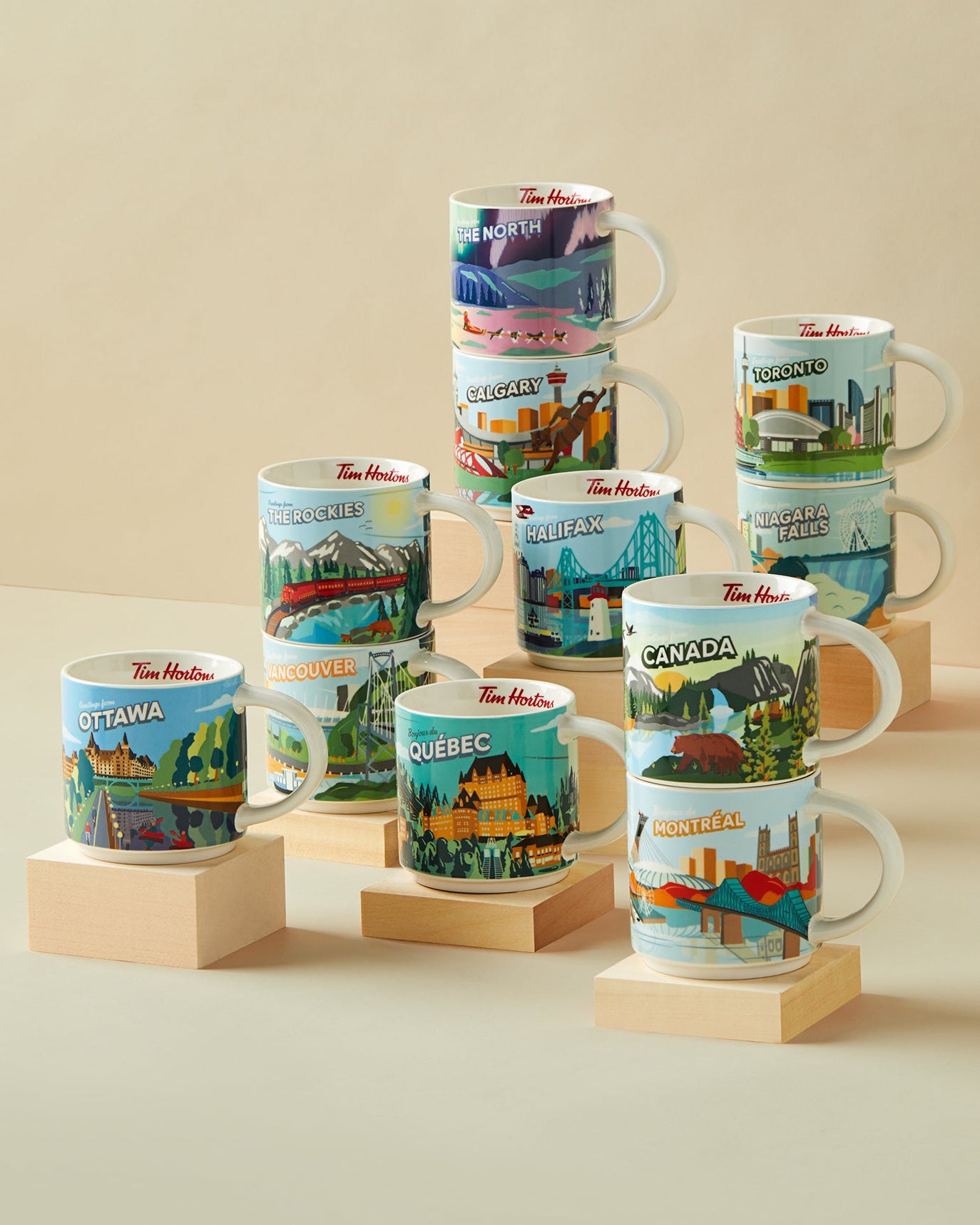 Tims Canada collection ceramic mugs stacked - Image #4