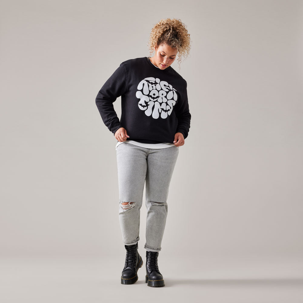 Trick or Tims Glow-In-The-Dark Unisex Crewneck - Black - Image #1
