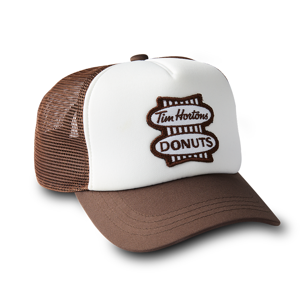 Tim Hortons Retro Donut Logo Trucker Hat in Espresso and White | Casquette de camionneur avec logo beigne rétro espresso/blanche de Tim Hortons - Image #3