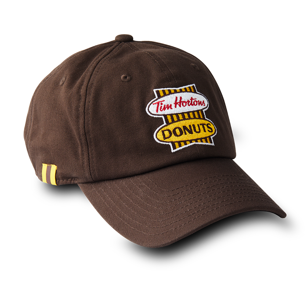 Retro logo dad hat - espresso brown dad hat with classic Tims logo for everyday wear.