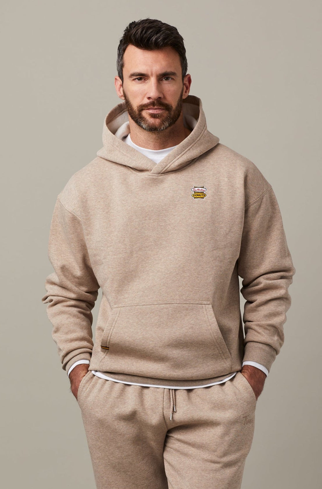 Tim Hortons Iced Capp® Marl Unisex Retro Hoodie | Chandail à capuchon unisexe gris chiné cappuccino glacé de Tim Hortons - Image #1