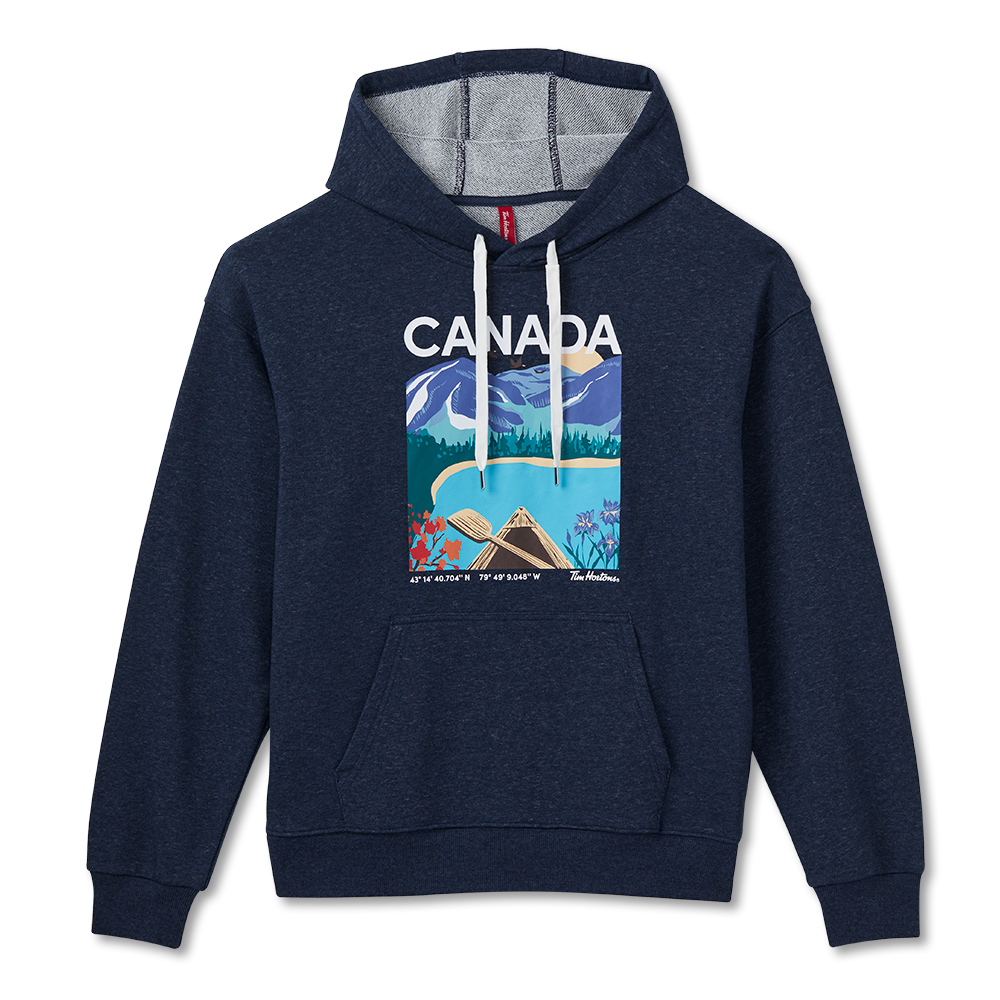 Tim Hortons Canada French Terry Hoodie in Navy Marl | Chandail molletonné à capuchon bleu marine chiné du Canada de Tim Hortons - Image #8