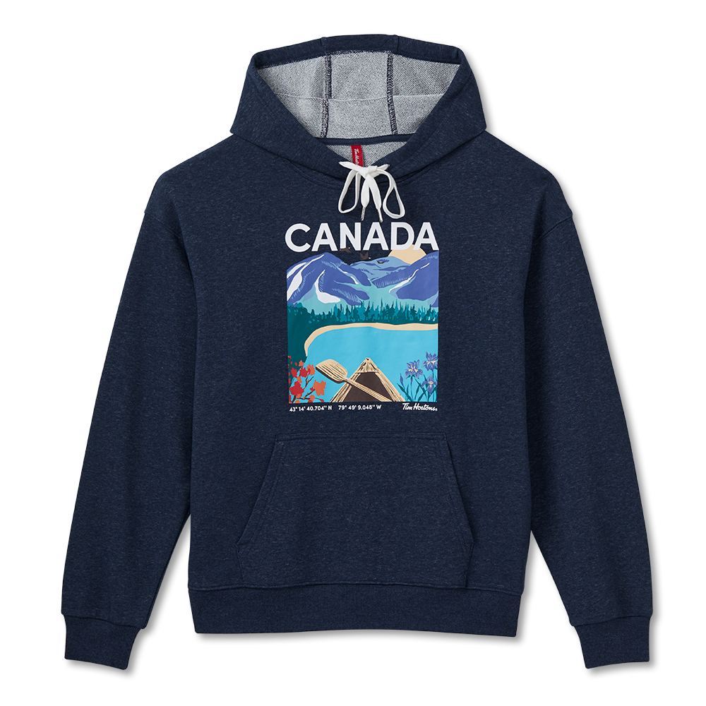 Tim Hortons Canada French Terry Hoodie in Navy Marl | Chandail molletonné à capuchon bleu marine chiné du Canada de Tim Hortons - Image #9