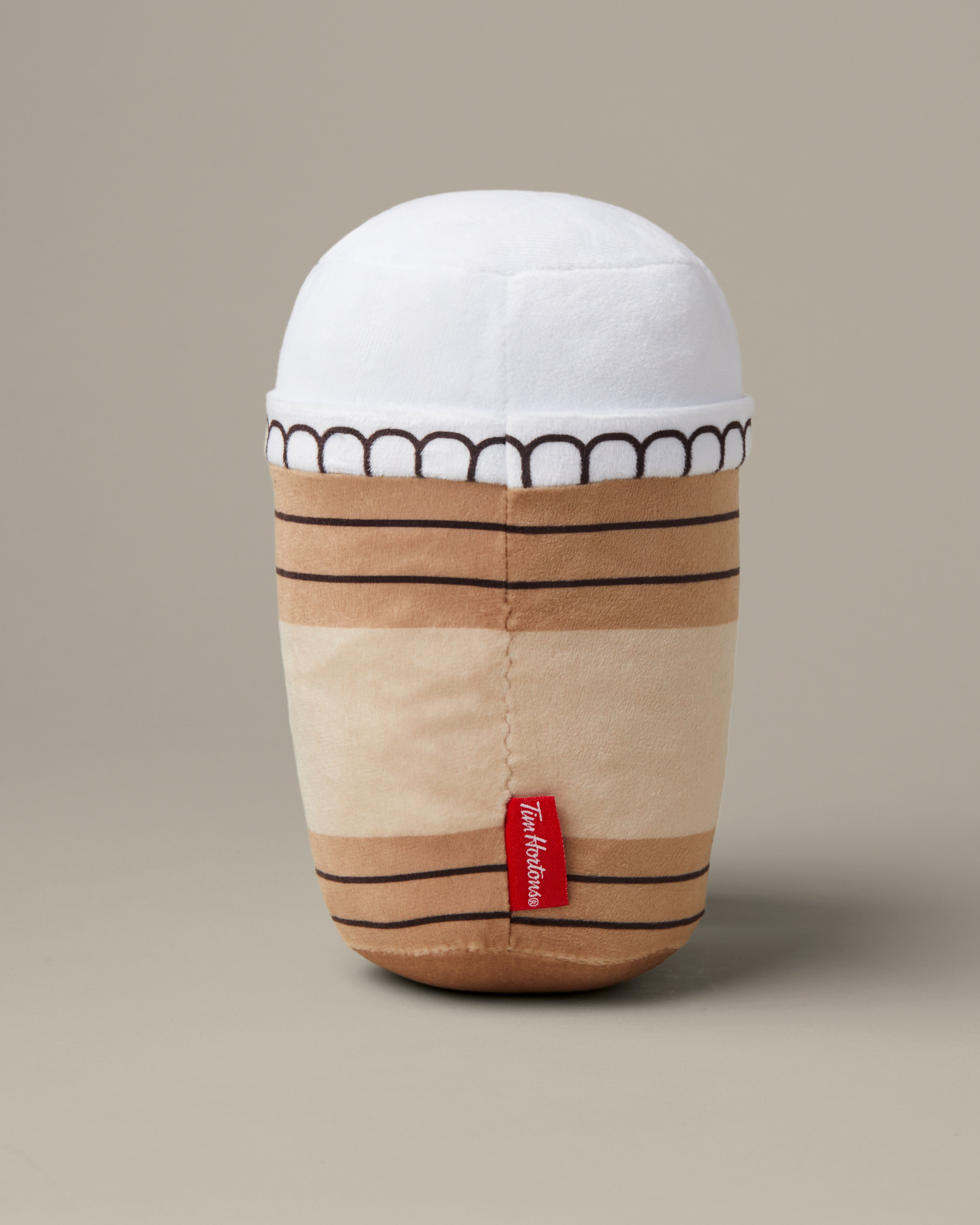 Plush Iced Capp® pet toy featuring English retro Tim Hortons branding | Jouet en peluche cappuccino glacé avec marque Tim Hortons rétro en anglais. - Image #2