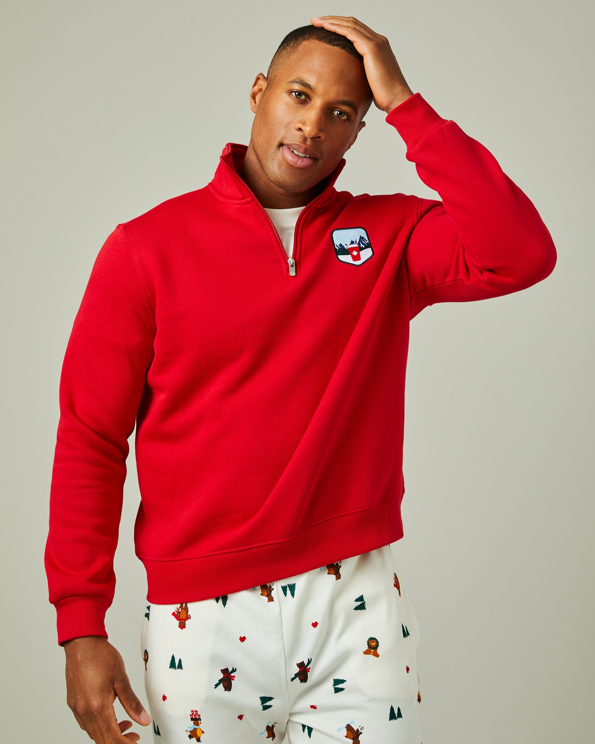 Tim Hortons Red Quarter Zip with patch | Chandail Tim Hortons à glissière 1/4 rouge avec écusson - Image #3
