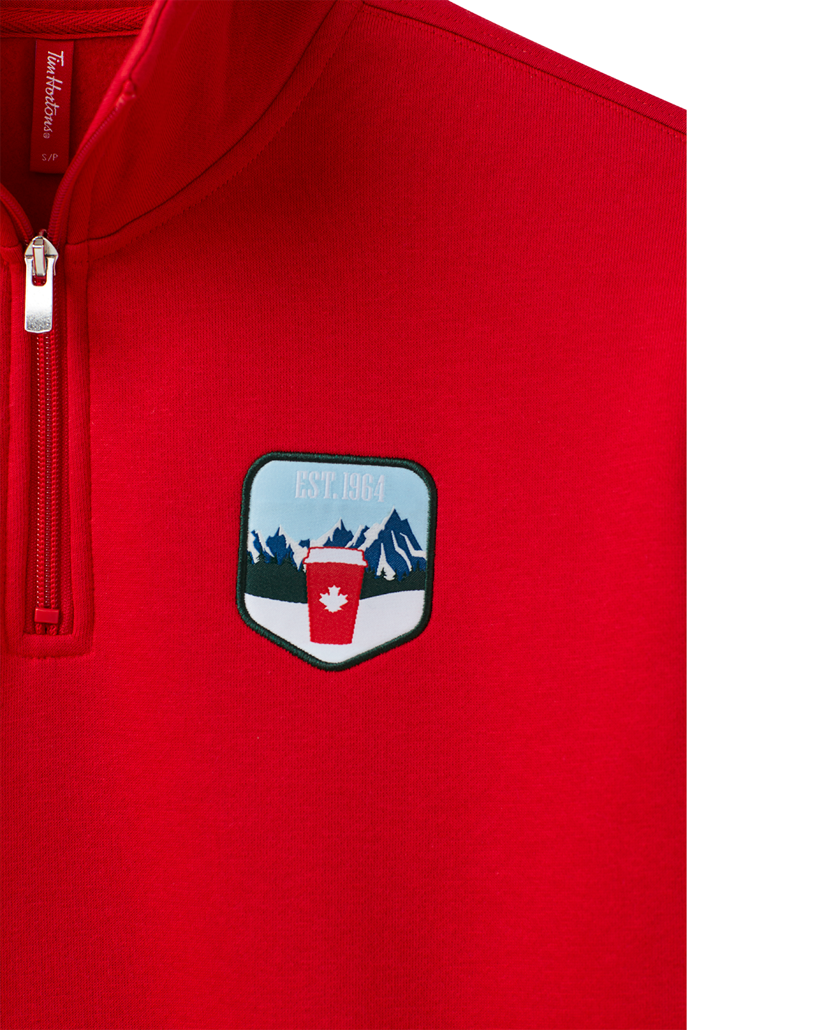 Tim Hortons Red Quarter Zip with patch | Chandail Tim Hortons à glissière 1/4 rouge avec écusson - Image #5