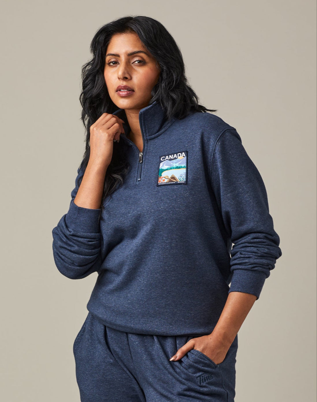 Tim Hortons Canada French Terry Quarter Zip - Navy | Chandail à fermeture éclair 1/4 molletonné bleu marine du Canada de Tim Hortons - Image #3