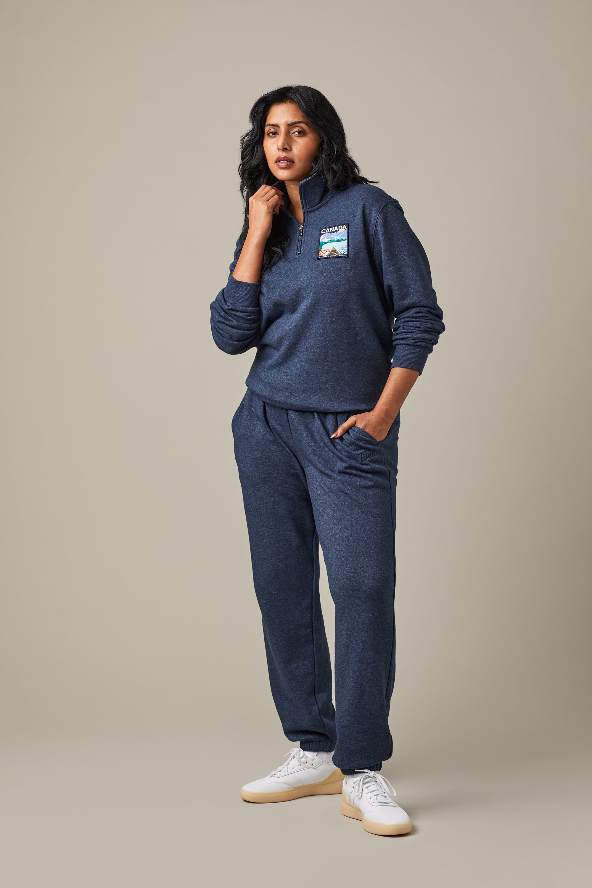 Tim Hortons Canada French Terry Quarter Zip - Navy | Chandail à fermeture éclair 1/4 molletonné bleu marine du Canada de Tim Hortons - Image #5