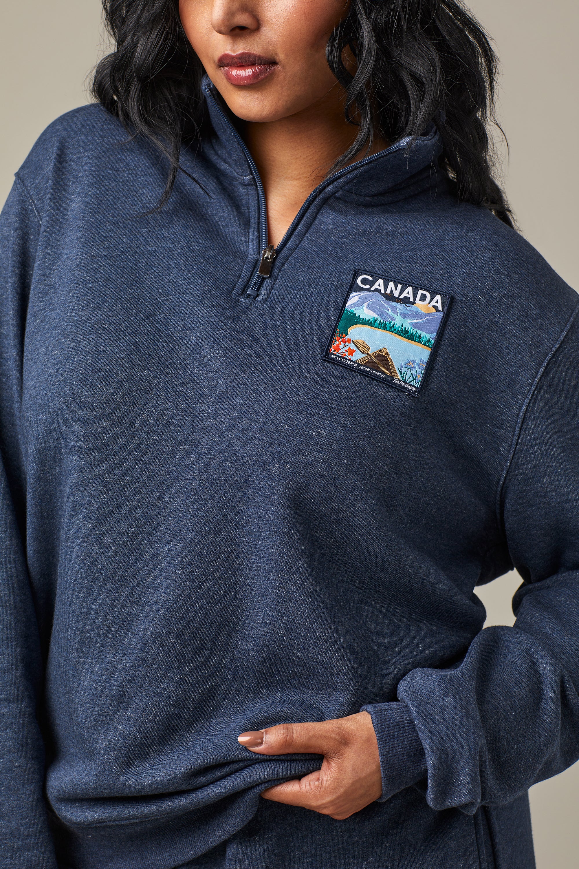 Tim Hortons Canada French Terry Quarter Zip - Navy | Chandail à fermeture éclair 1/4 molletonné bleu marine du Canada de Tim Hortons - Image #6
