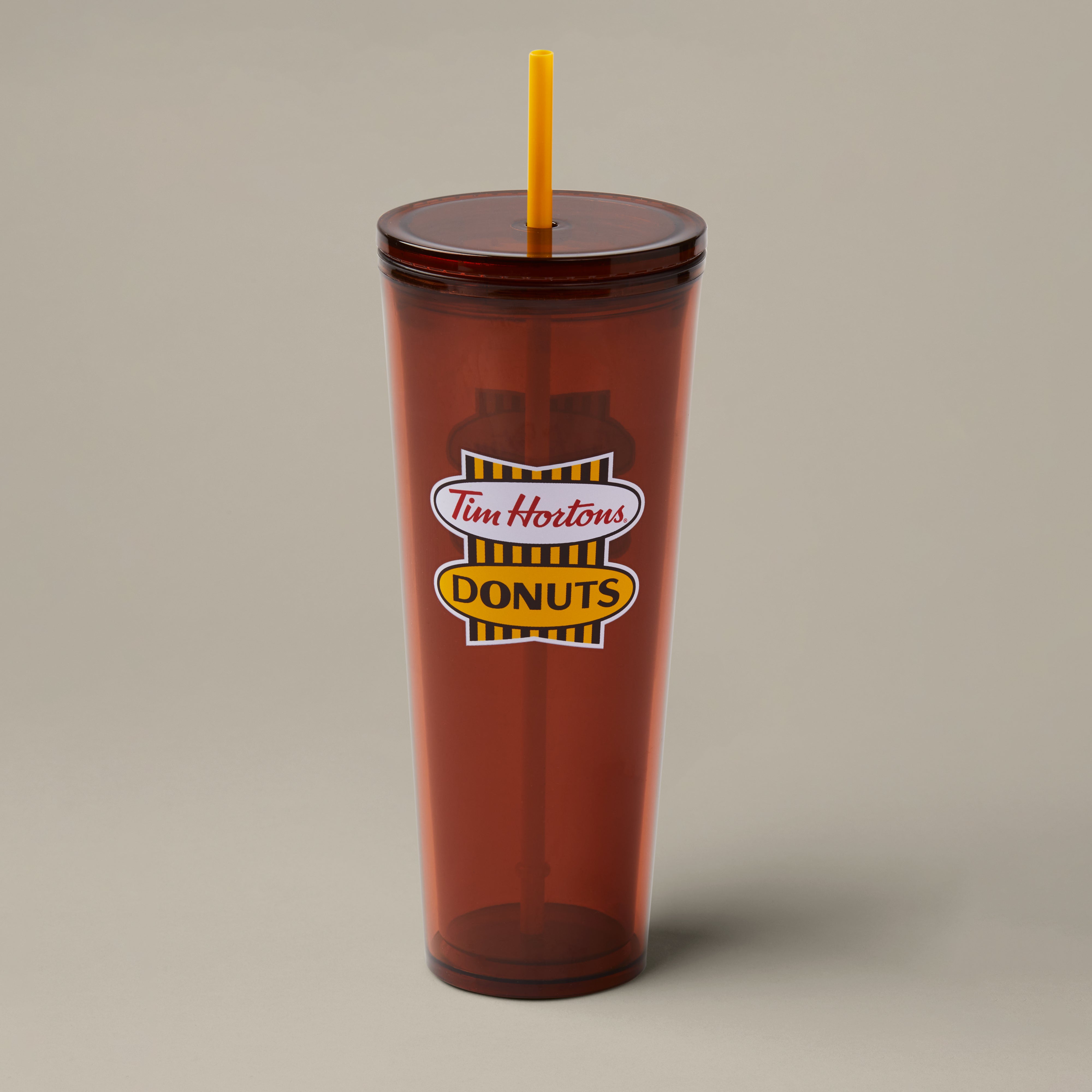 Tim Hortons 24oz Plastic Retro Logo Straw Tumbler | Gobelet en plastique de 24 oz avec paille de Tim Hortons – Logo rétro - Image #1