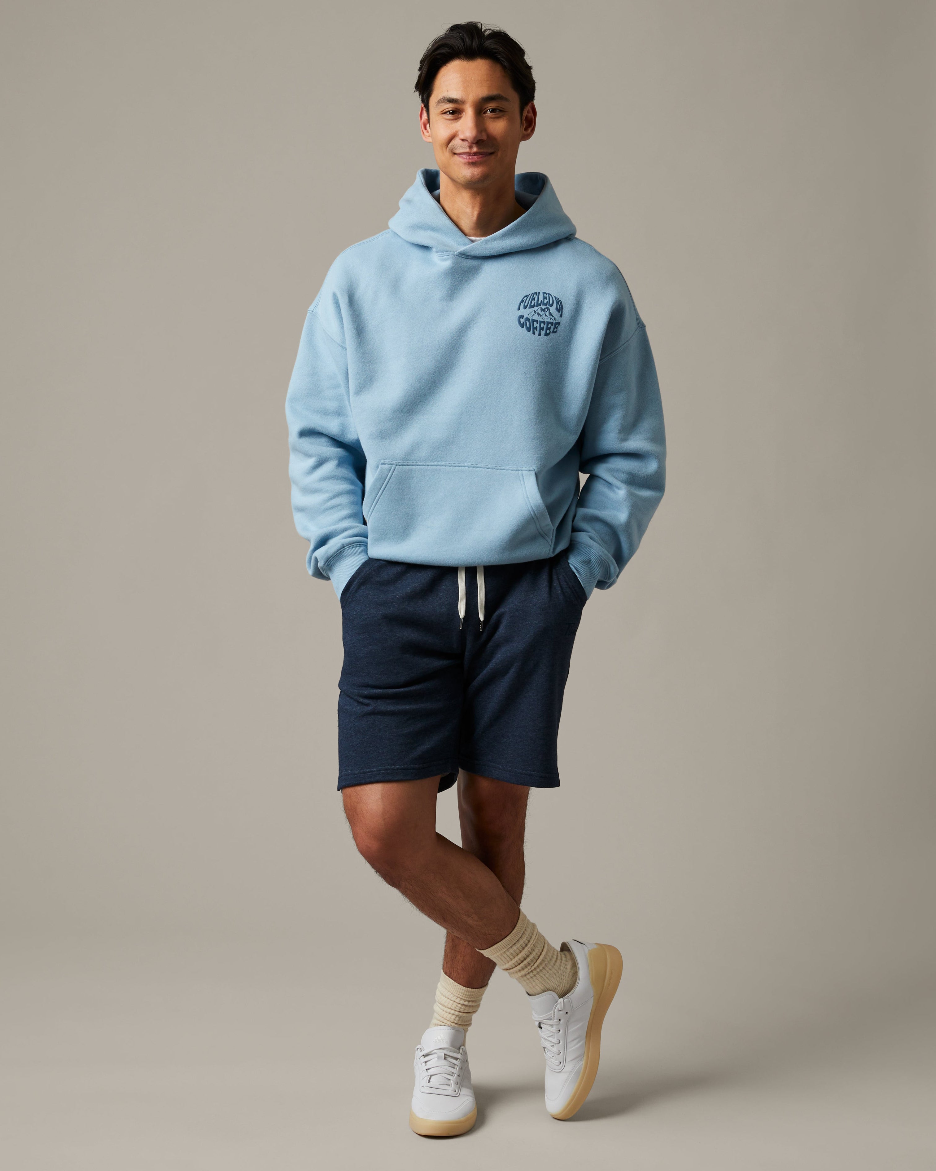 Light blue unisex hoodie featuring Fueled by Coffee graphic | Light blue unisex hoodie featuring Fueled by Coffee graphic. - Image #2