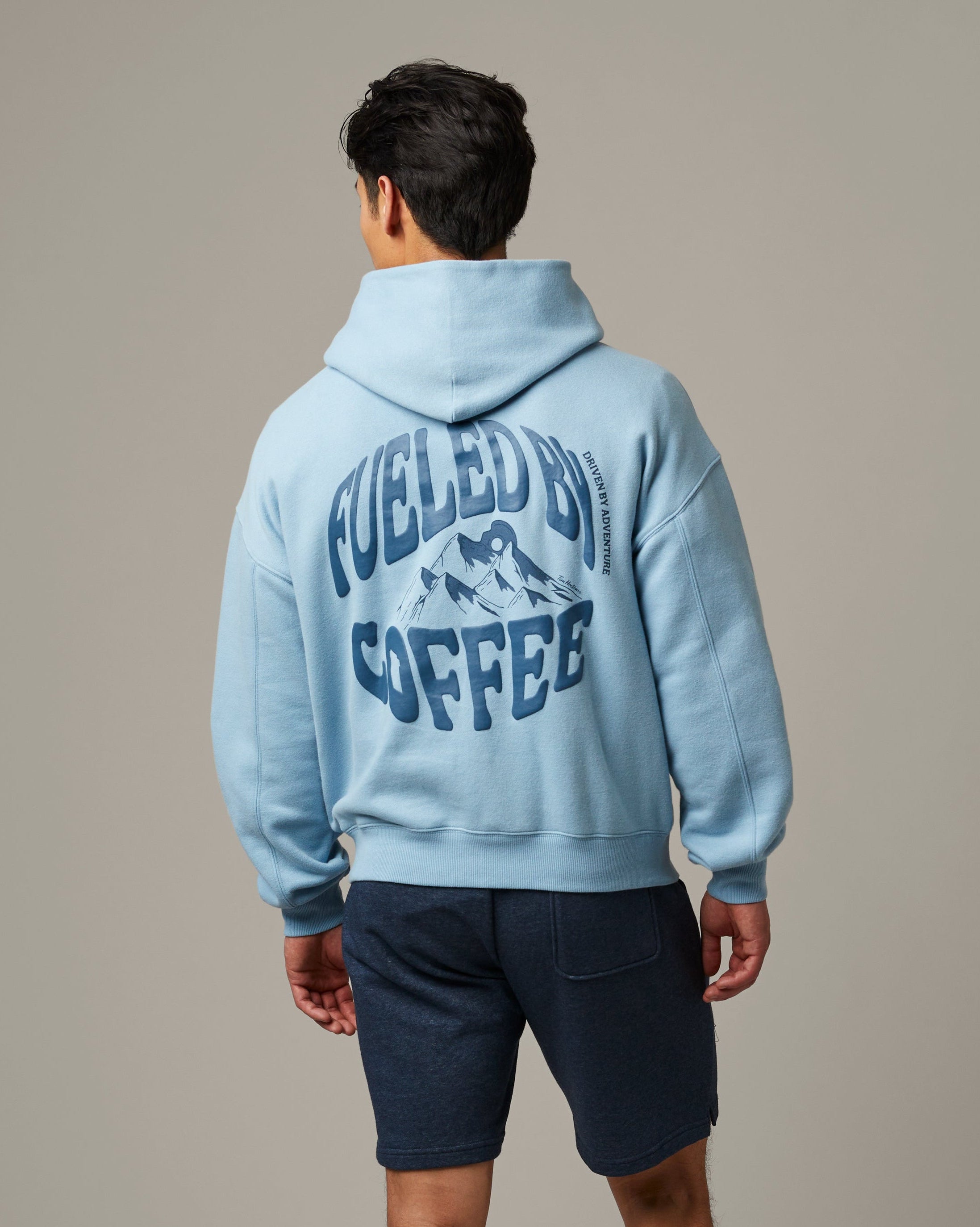 Light blue unisex hoodie featuring Fueled by Coffee graphic | Light blue unisex hoodie featuring Fueled by Coffee graphic. - Image #3