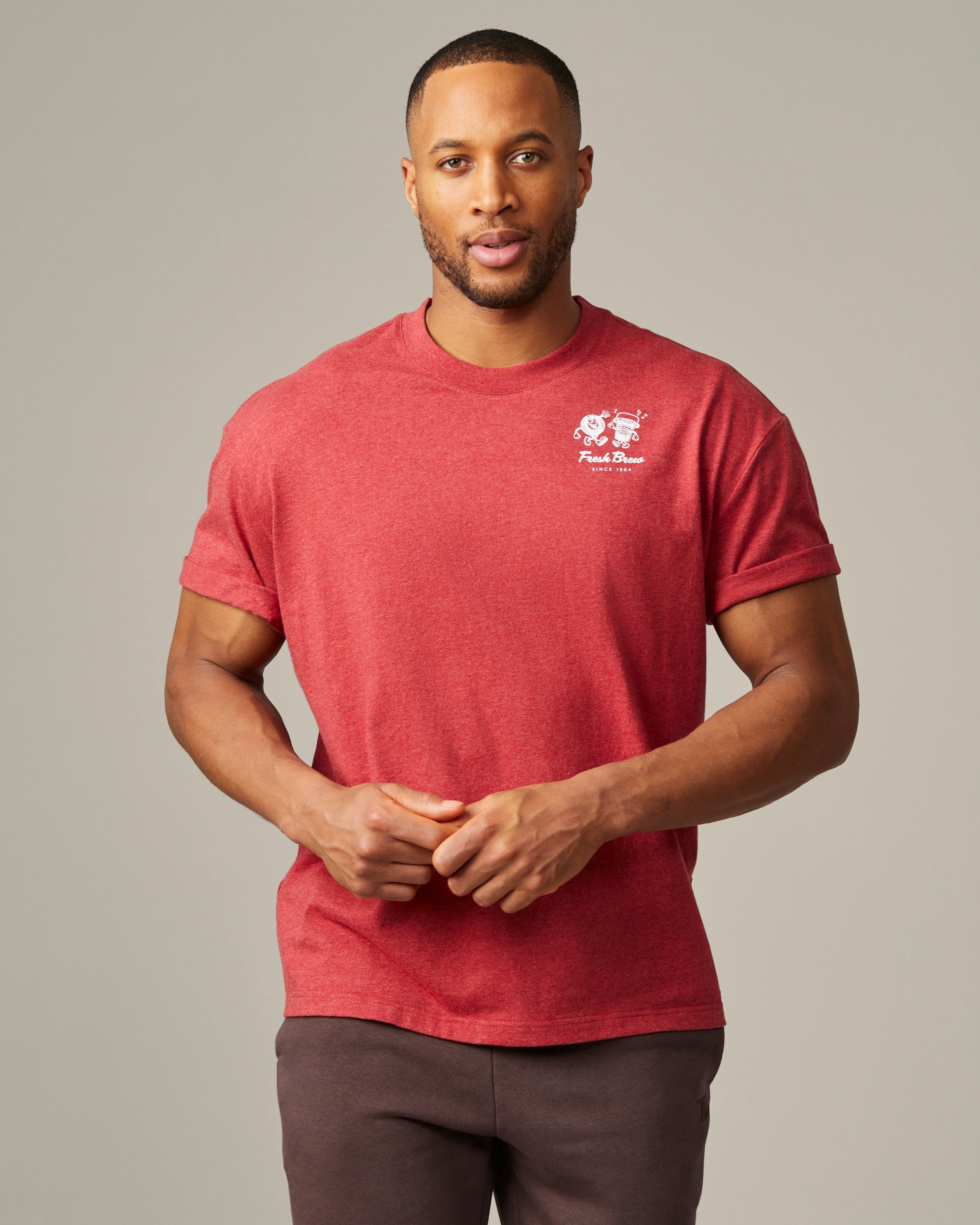 Red marl dad hat featuring retro Fresh Brew logo on front panel | Casquette de papa rétro Fresh Brew Tim Hortons – Rouge chiné