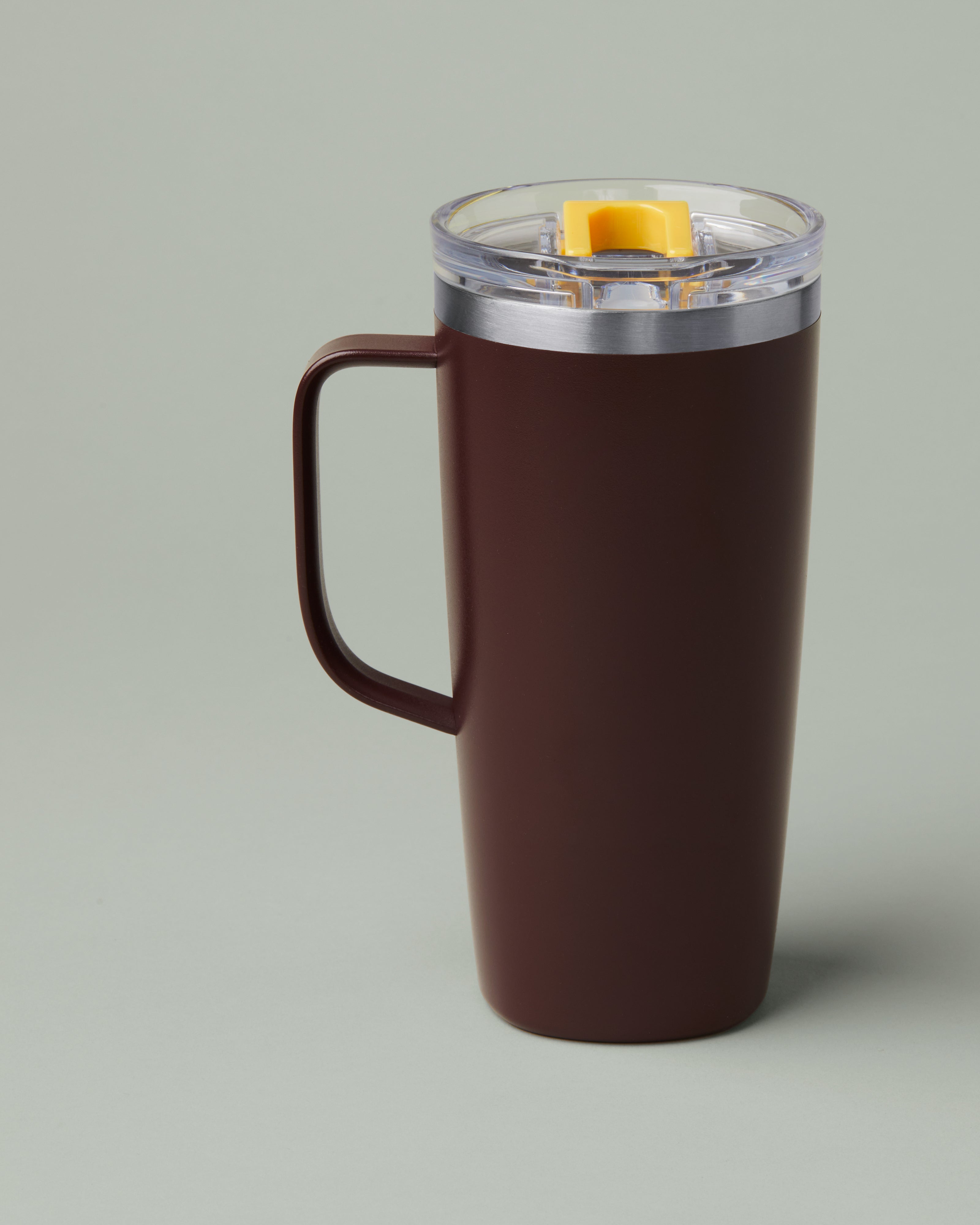 20oz stainless steel Tim Hortons travel mug, insulated design for hot and cold drinks | 20oz Tim Hortons retro travel mug with handle featuring French retro logo design | Tasse de voyage rétro de 20 oz avec logo rétro en français. - Image #2