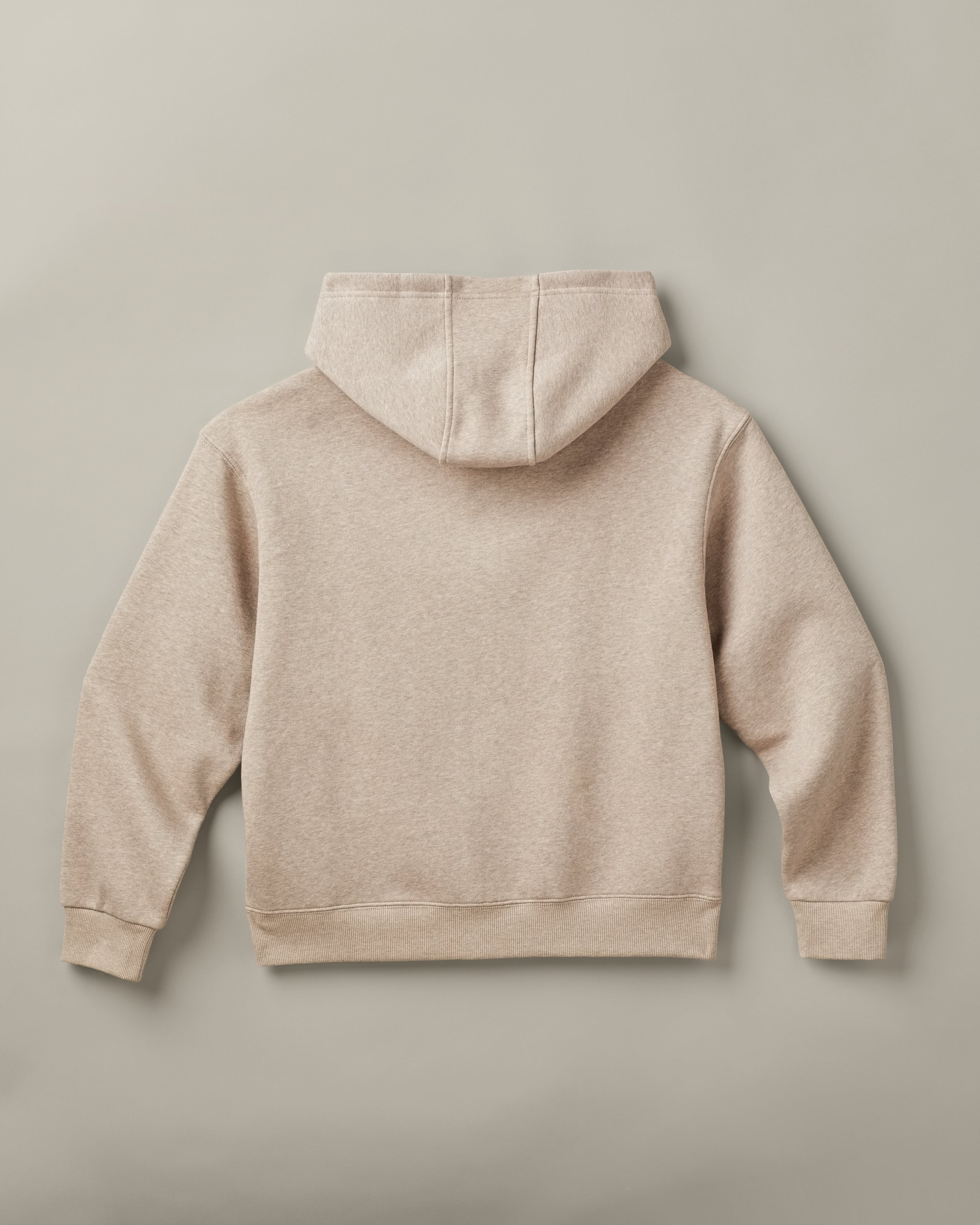 Unisex full zip hoodie in Iced Capp® marl colour with retro Tim Hortons logo | Chandail à capuchon unisexe à glissière gris chiné cappuccino glacé avec logo Tim Hortons rétro. - Image #6