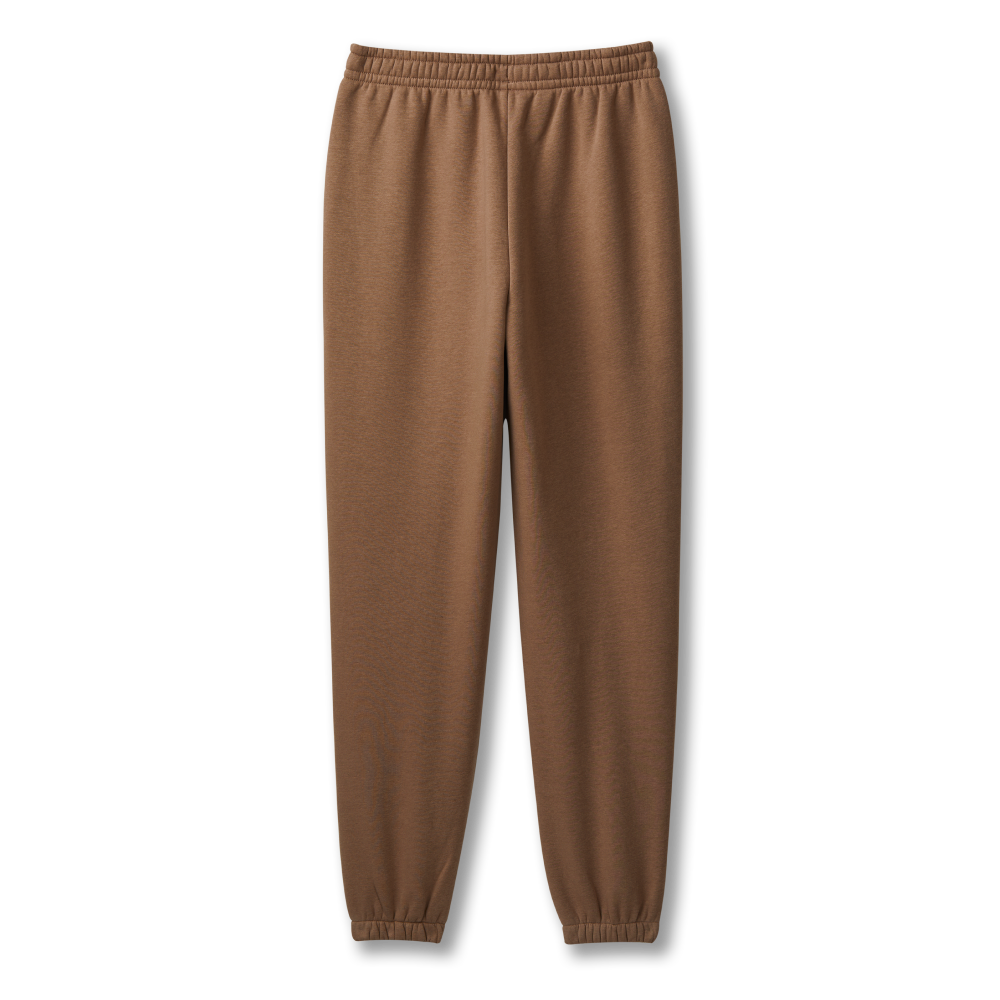 Pantalon en coton ouaté unisexe – Caramel : Pantalon en coton ouaté ultradoux de coupe décontractée et de couleur caramel, à porter au quotidien. - Image #3
