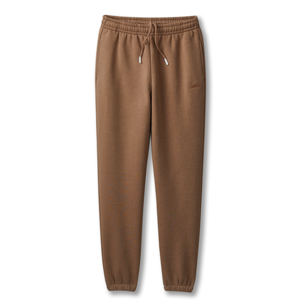 Pantalon en coton ouaté unisexe – Caramel : Pantalon en coton ouaté ultradoux de coupe décontractée et de couleur caramel, à porter au quotidien. - Image #2