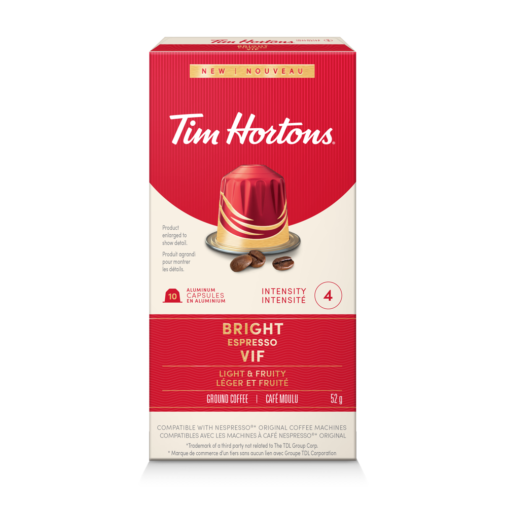 Bright Espresso, Nespresso Compatible Capsules - Tim Hortons Coffee