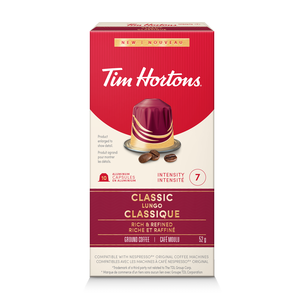 Classic Lungo, Nespresso Compatible Capsules - Tim Hortons Coffee