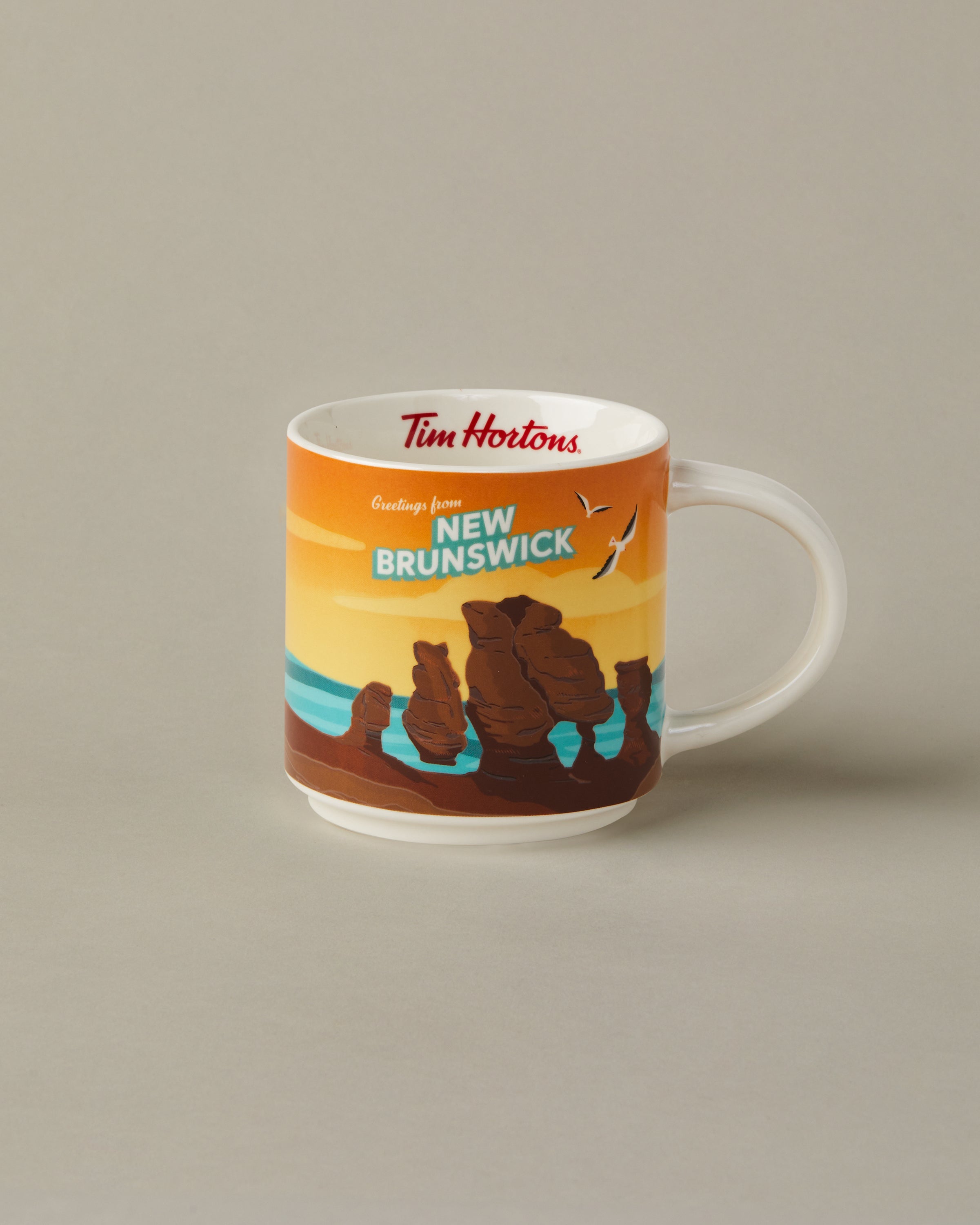 16oz ceramic Tim Hortons mug with New Brunswick landscape design | Tasse Tim Hortons de 16 oz représentant des paysages du Nouveau-Brunswick. - Image #1