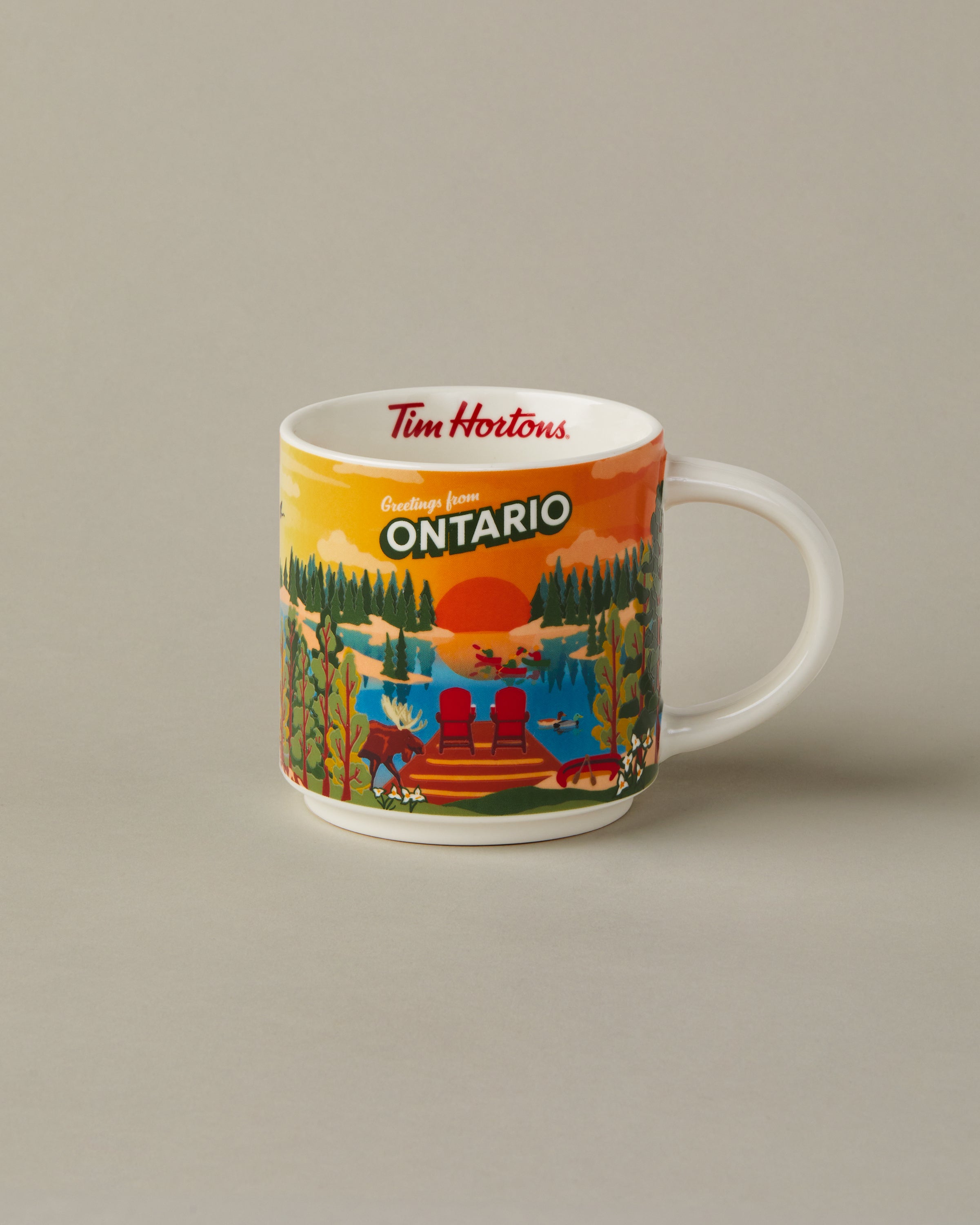 16oz ceramic Tim Hortons mug with Ontario landscape design | Tasse Tim Hortons de 16 oz représentant des paysages de l’Ontario. - Image #1