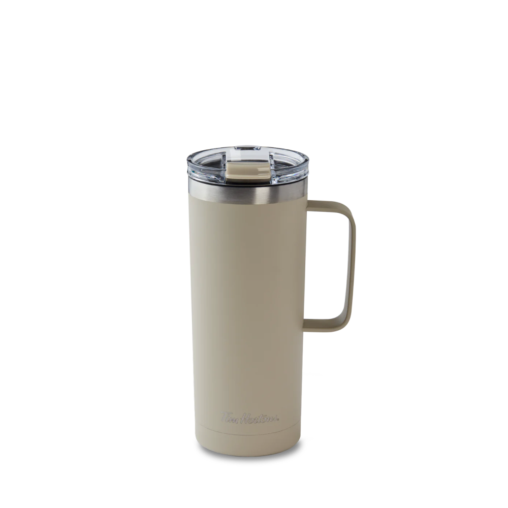 Everyday Drinkware steel travel tumbler 20oz black /beige || Tasse de voyage en acier inoxydable de 20 oz noire ou beige de la collection Indispensables de Tim