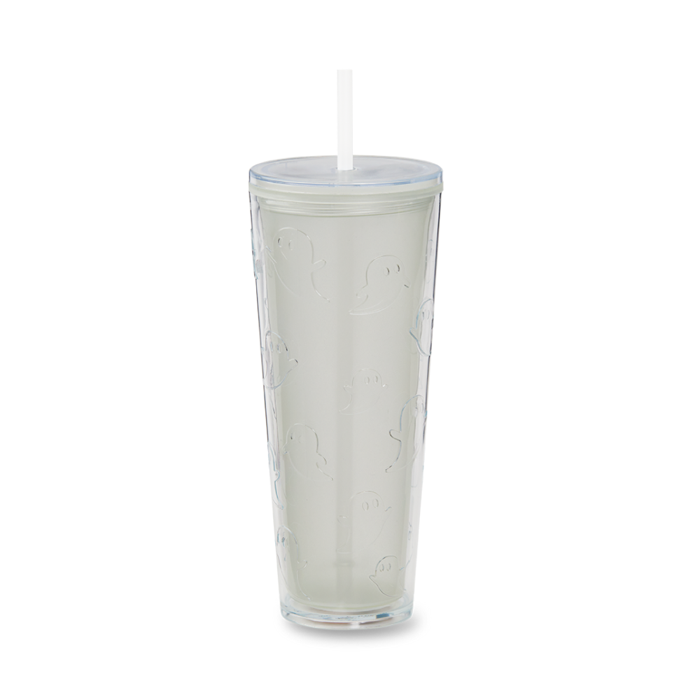 24oz Plastic Ghost Straw Tumbler - Secondary Image