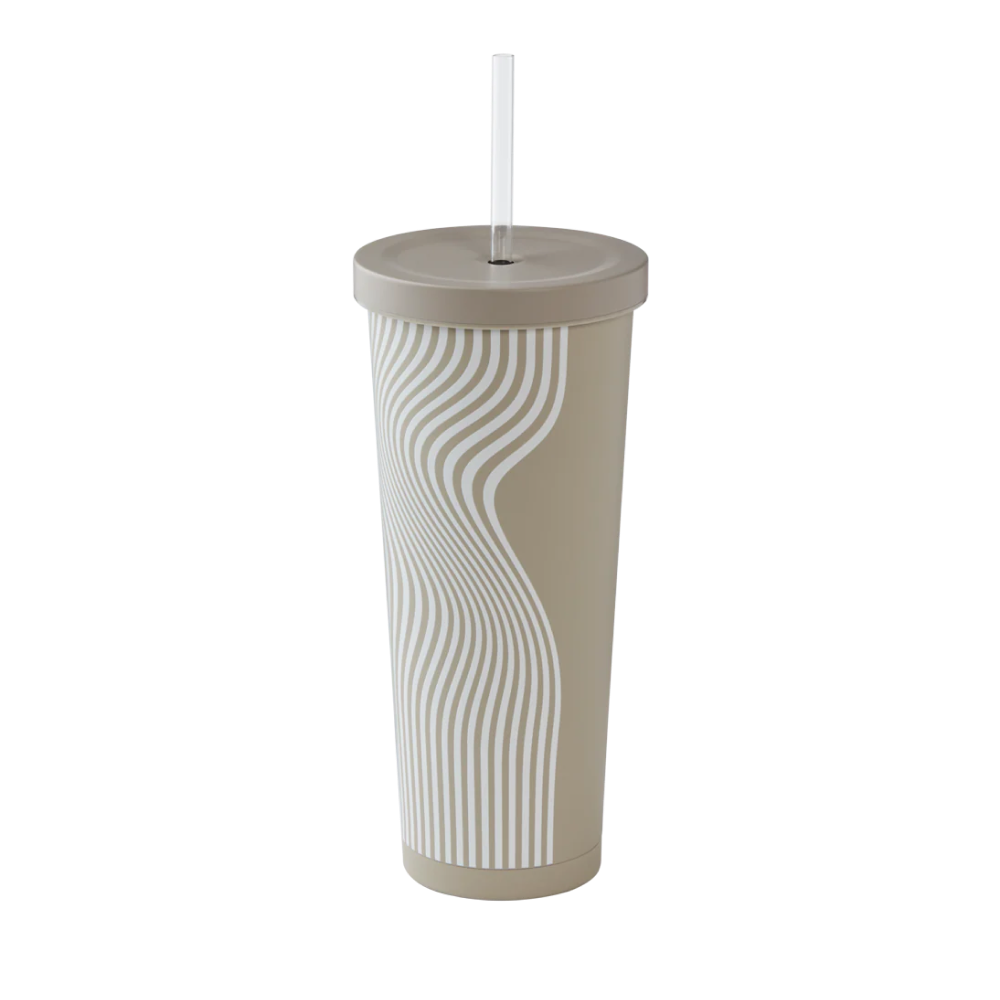 24oz Stainless Steel Straw Tumbler - Beige - Secondary Image