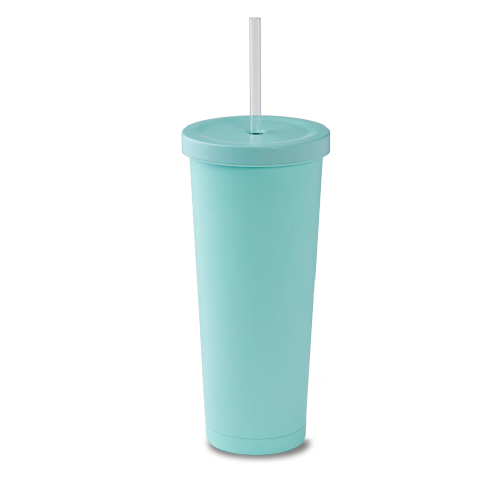 24oz Stainless Steel Straw Tumbler - Aqua - Secondary Image