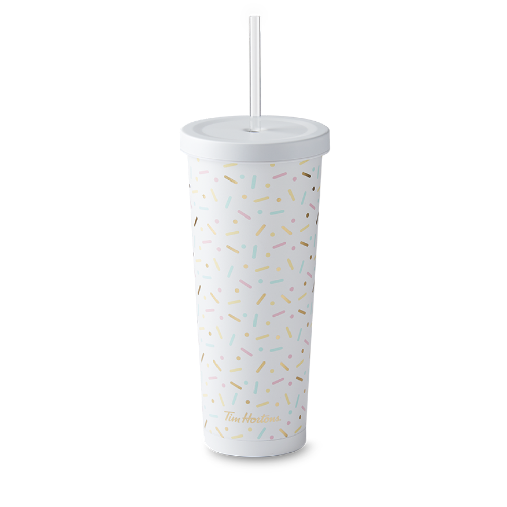 Tim Hortons 24oz Stainless Steel Straw Tumbler - Sprinkle | Gobelet en acier inoxydable de 24 oz avec paille de Tim Hortons – Vermicelles