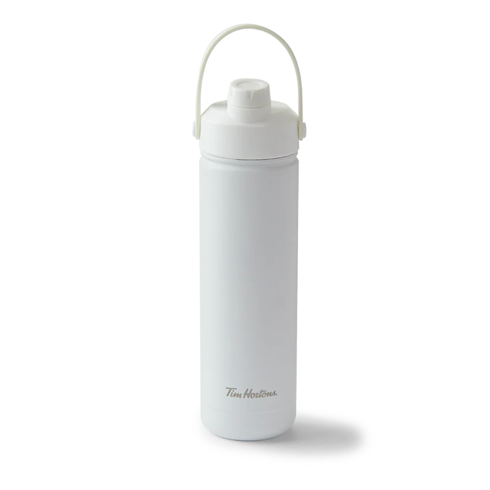 26oz Stainless Steel White Water Bottle | Bouteille d’eau en acier inoxydable de 26 oz blanche