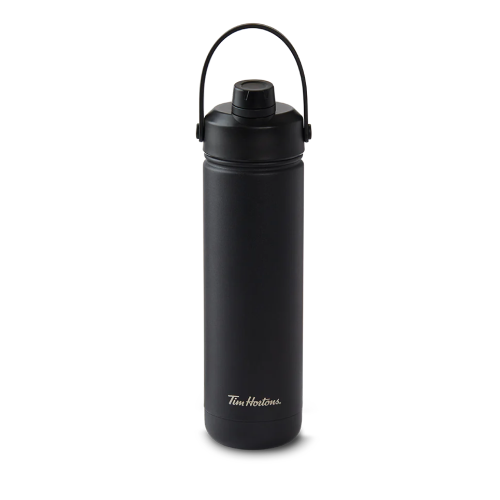 26oz Stainless Steel Black Water Bottle | Bouteille d’eau en acier inoxydable de 26 oz noire 