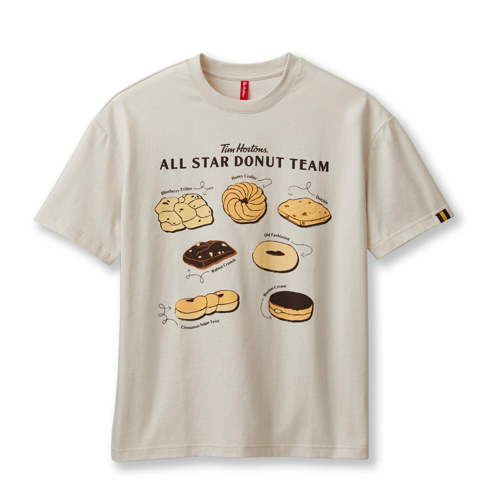 Tims All Star Donut Team T-Shirt. | Chandail à manches courtes Équipe de beignes étoiles de Tim 