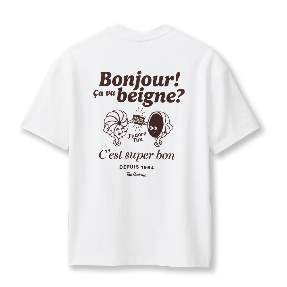 Bonjour Unisex T-Shirt - White - Secondary Image