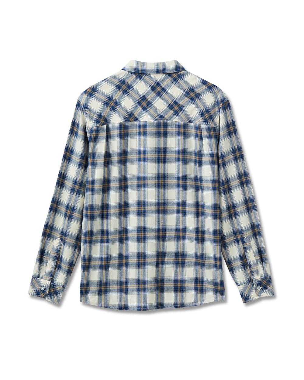 Blue and white plaid flannel shirt with button front | Chemise à carreaux en flanelle bleus et blancs, boutonnée à l’avant - Image #7