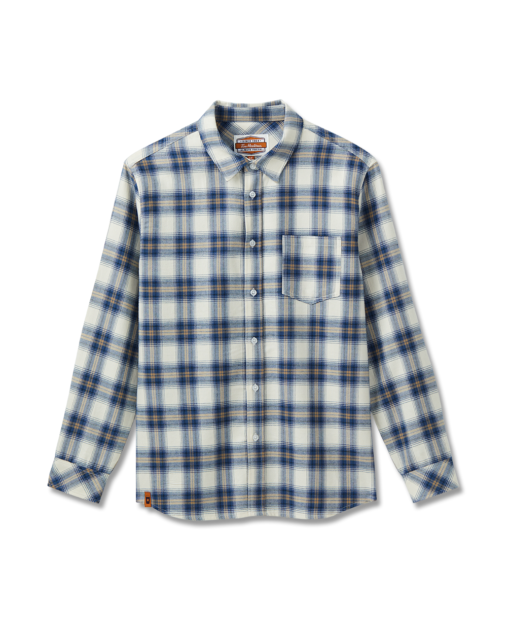 Blue and white plaid flannel shirt with button front | Chemise à carreaux en flanelle bleus et blancs, boutonnée à l’avant - Image #6