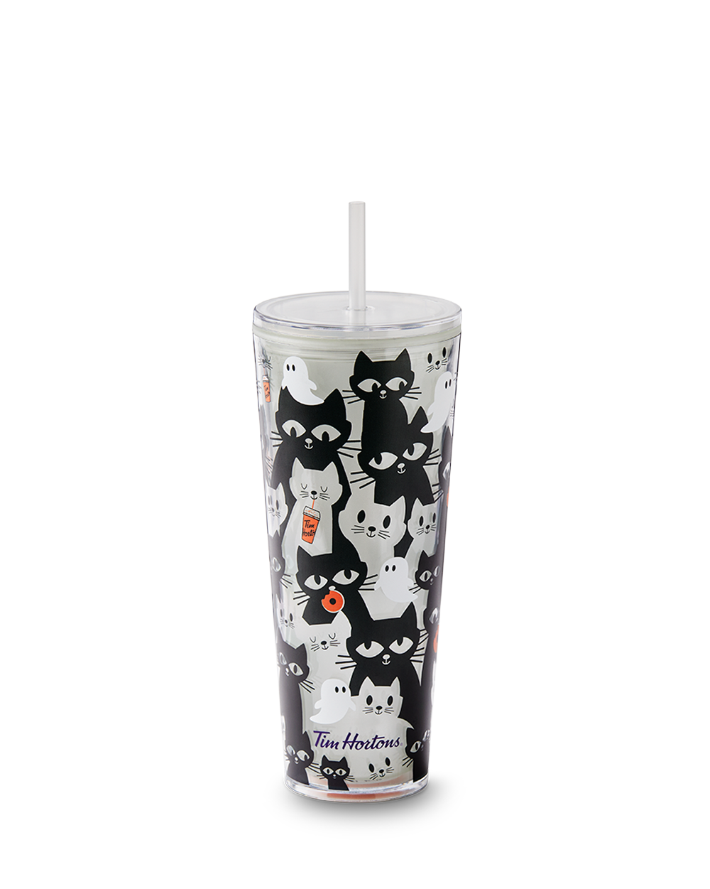 Limited edition Tim Hortons 24oz plastic black cat tumbler | Gobelet en plastique de 24 oz (chat noir) de Tim – Édition limitée  - Image #1