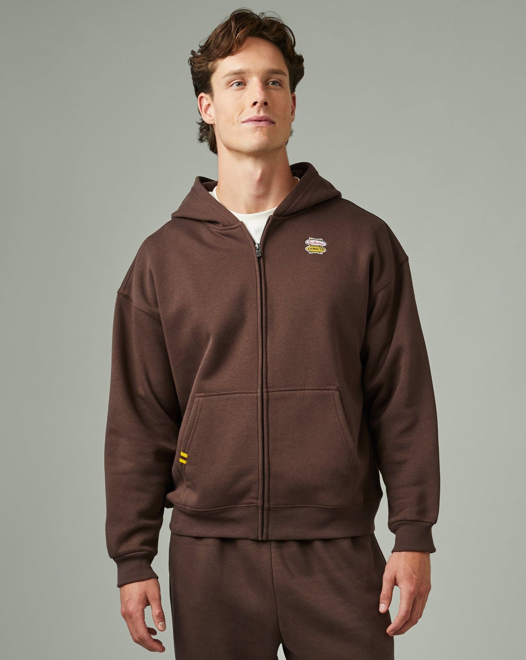 Retro Logo Full Zip Unisex Hoodie - Espresso - Secondary Image